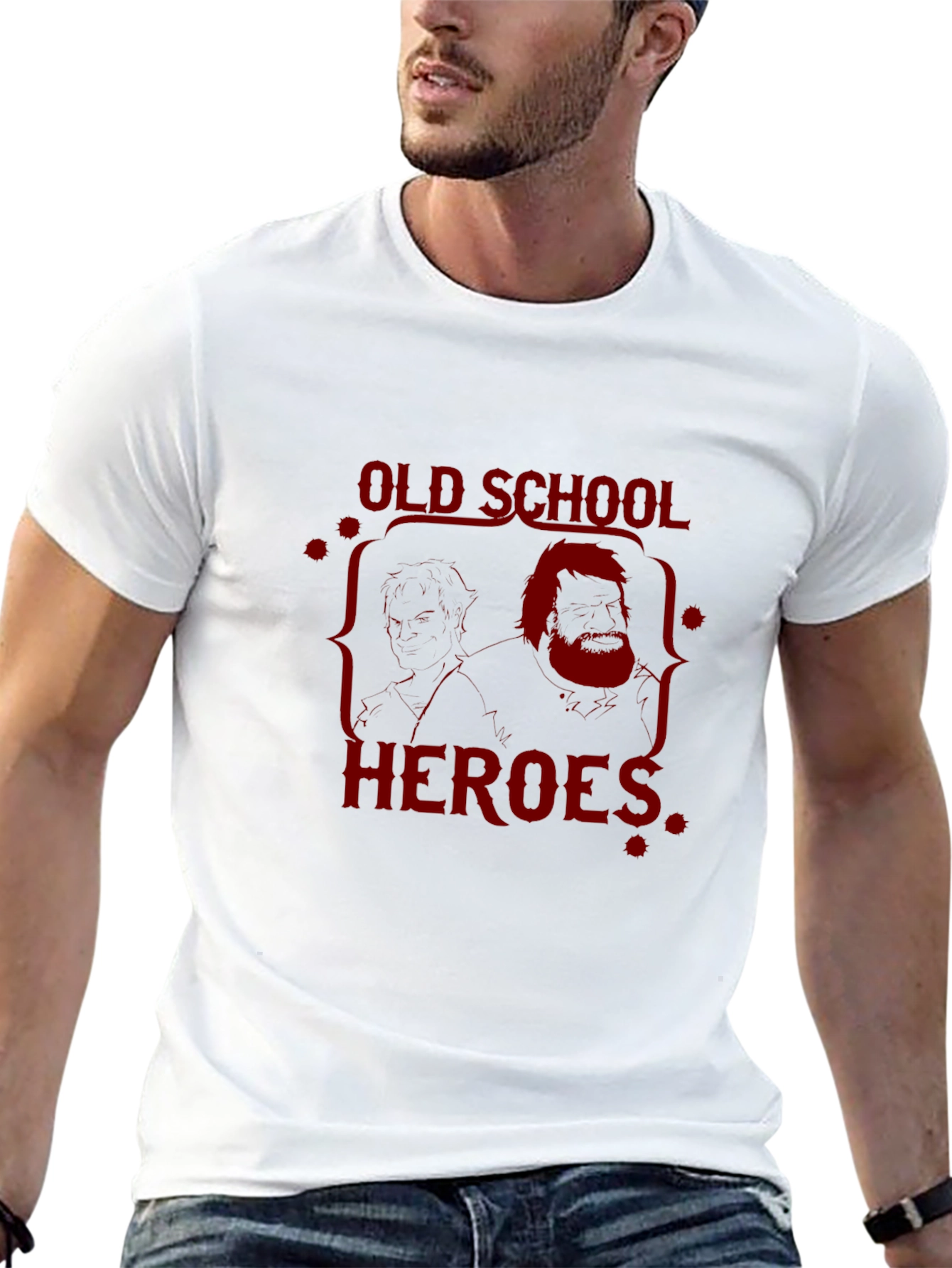 Old School Heroes Graphic Print T-Shirt