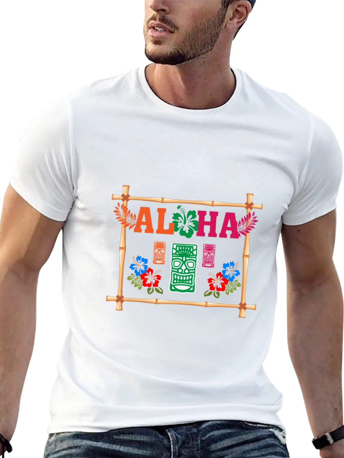 Aloha Tiki Graphic T-Shirt - Tropical Island Style