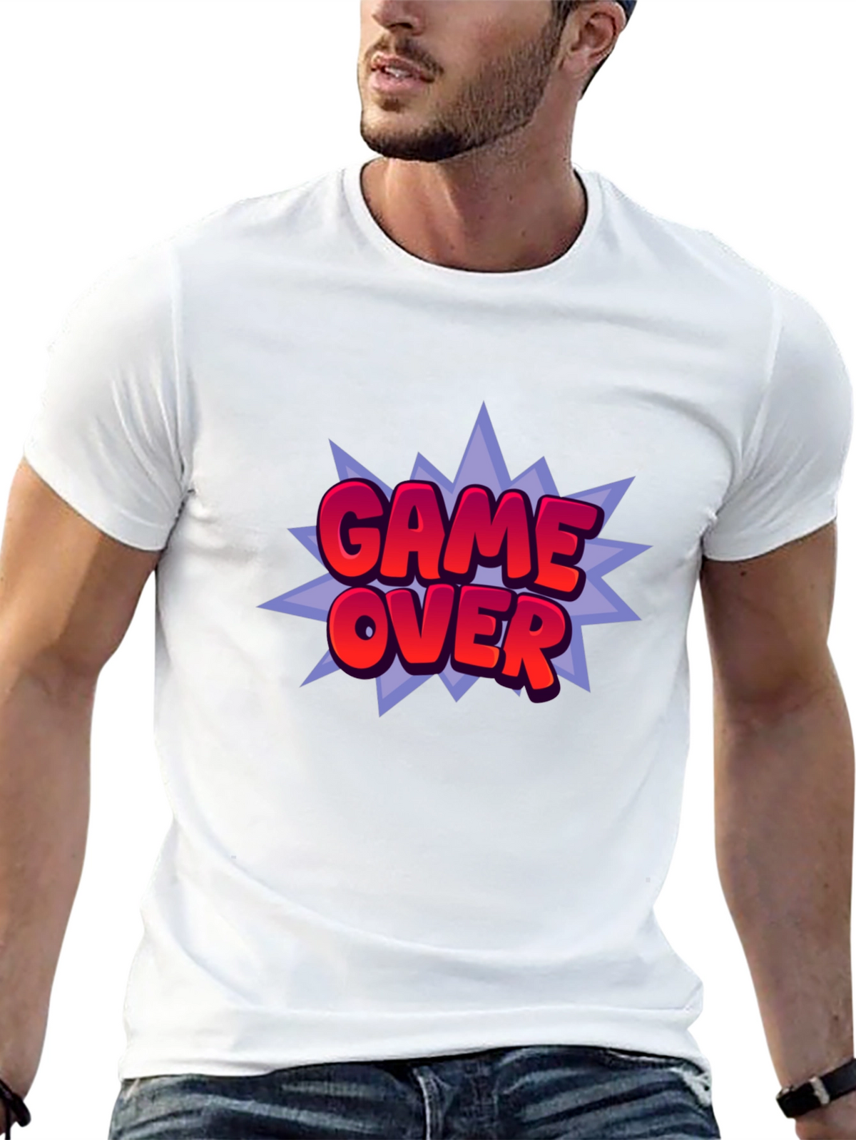 Game Over Graphic Print Black T-Shirt