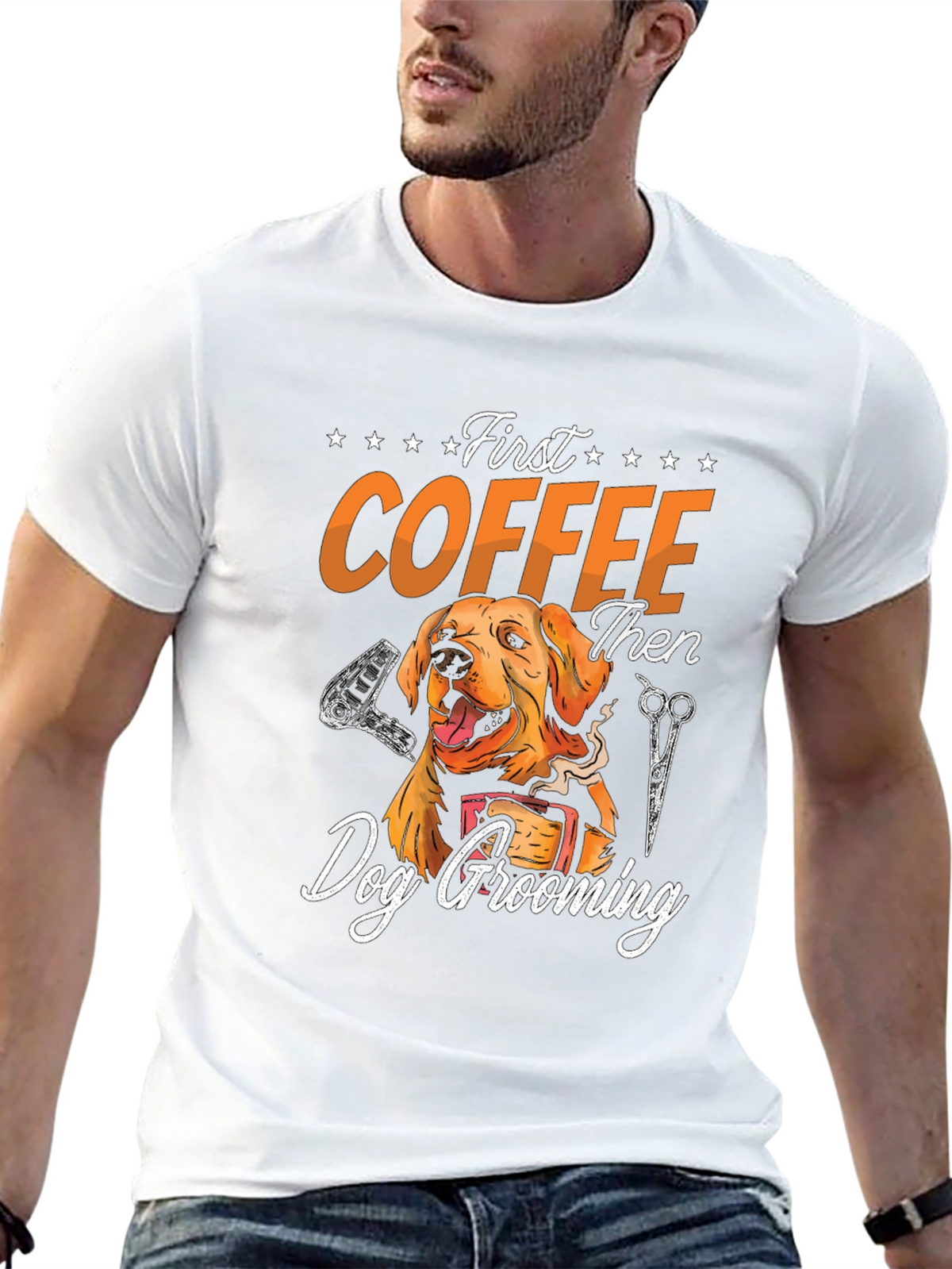 First Coffee Then Dog Grooming Graphic Tee