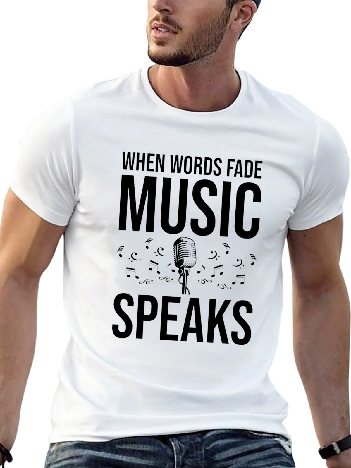 Music Speaks Graphic Tee - Soft Black Cotton T-Shirt