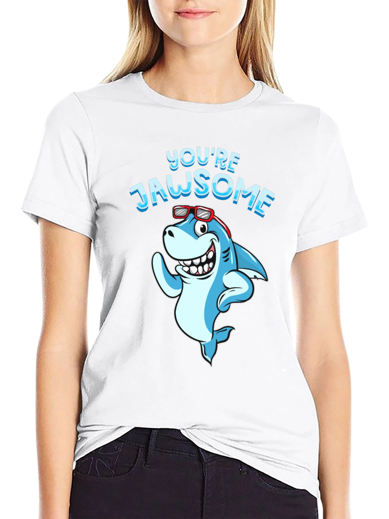 Youre Jawsome Shark Graphic Tee - Black Cotton T-Shirt