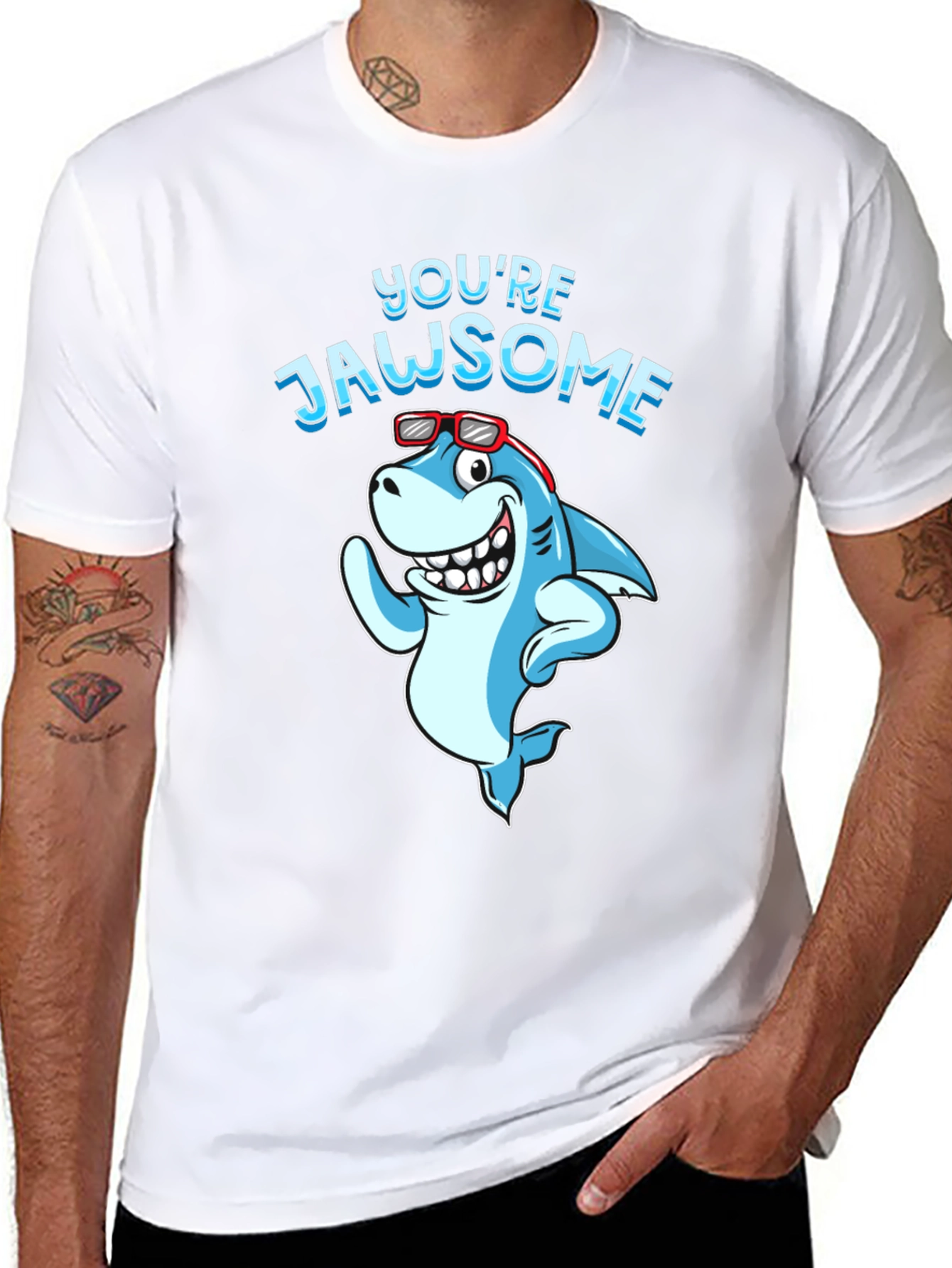 Youre Jawsome Shark Graphic Tee - Black Cotton T-Shirt