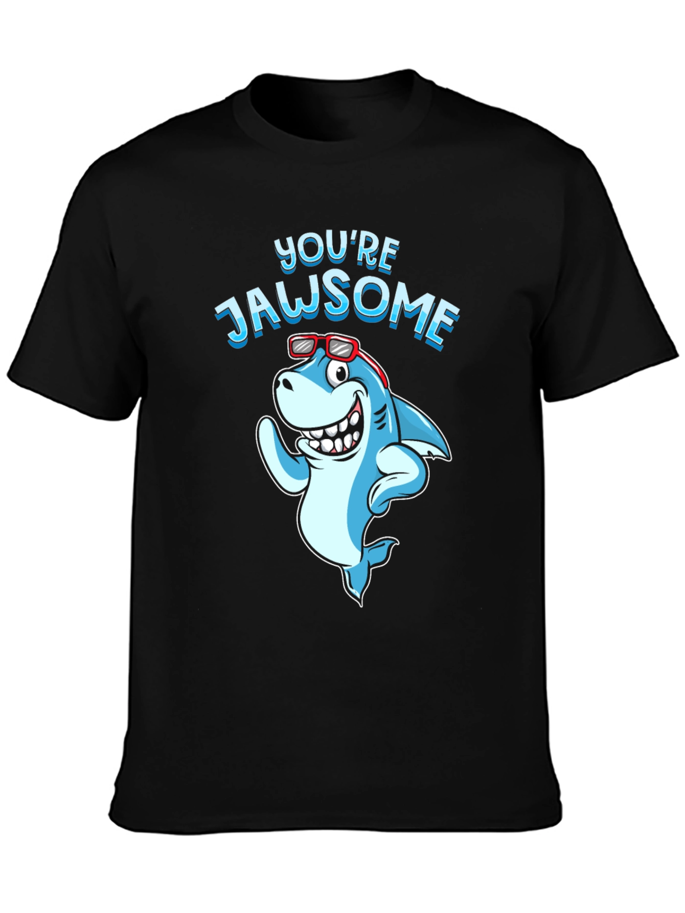 Youre Jawsome Shark Graphic Tee - Black Cotton T-Shirt