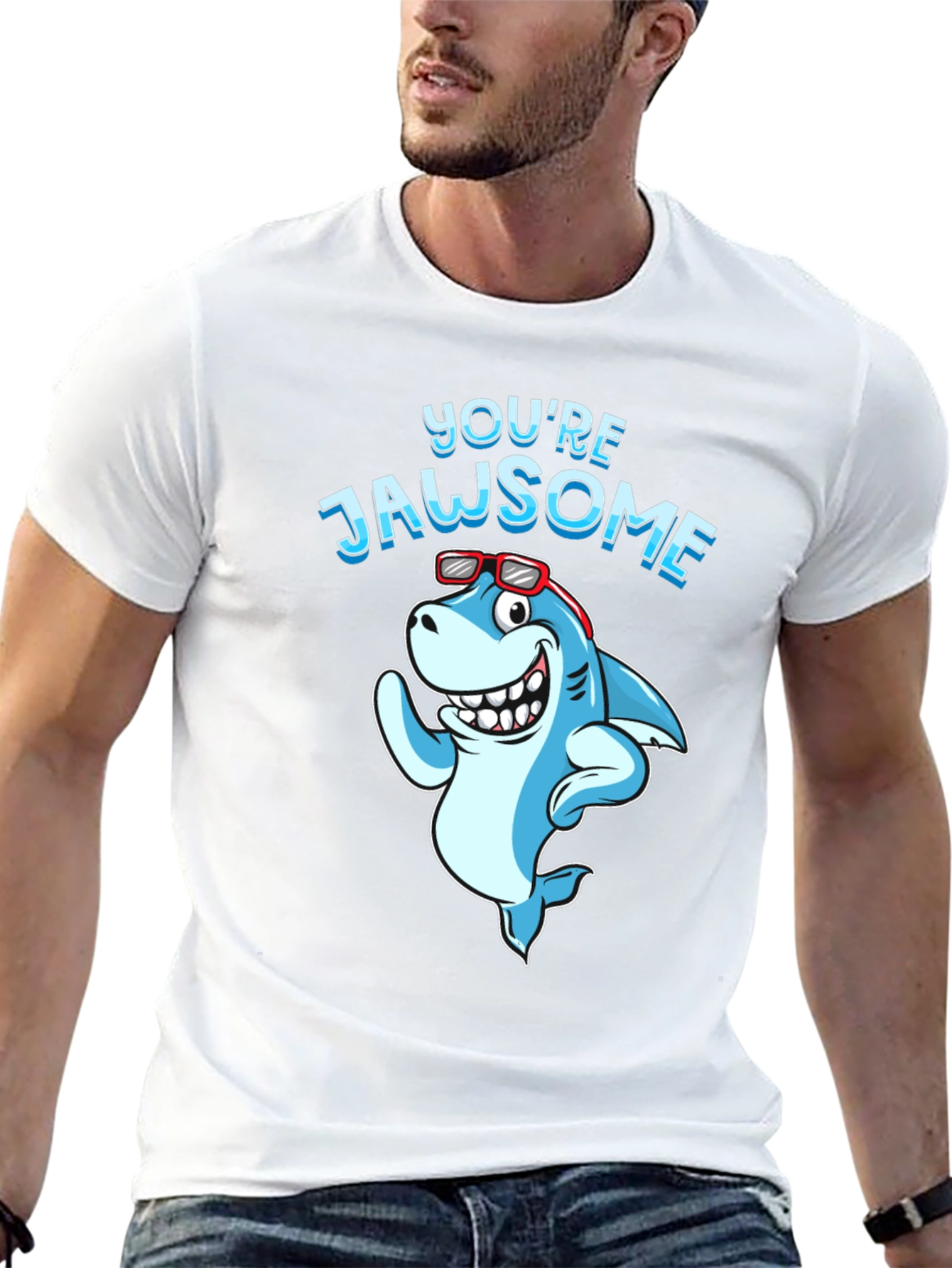 Youre Jawsome Shark Graphic Tee - Black Cotton T-Shirt