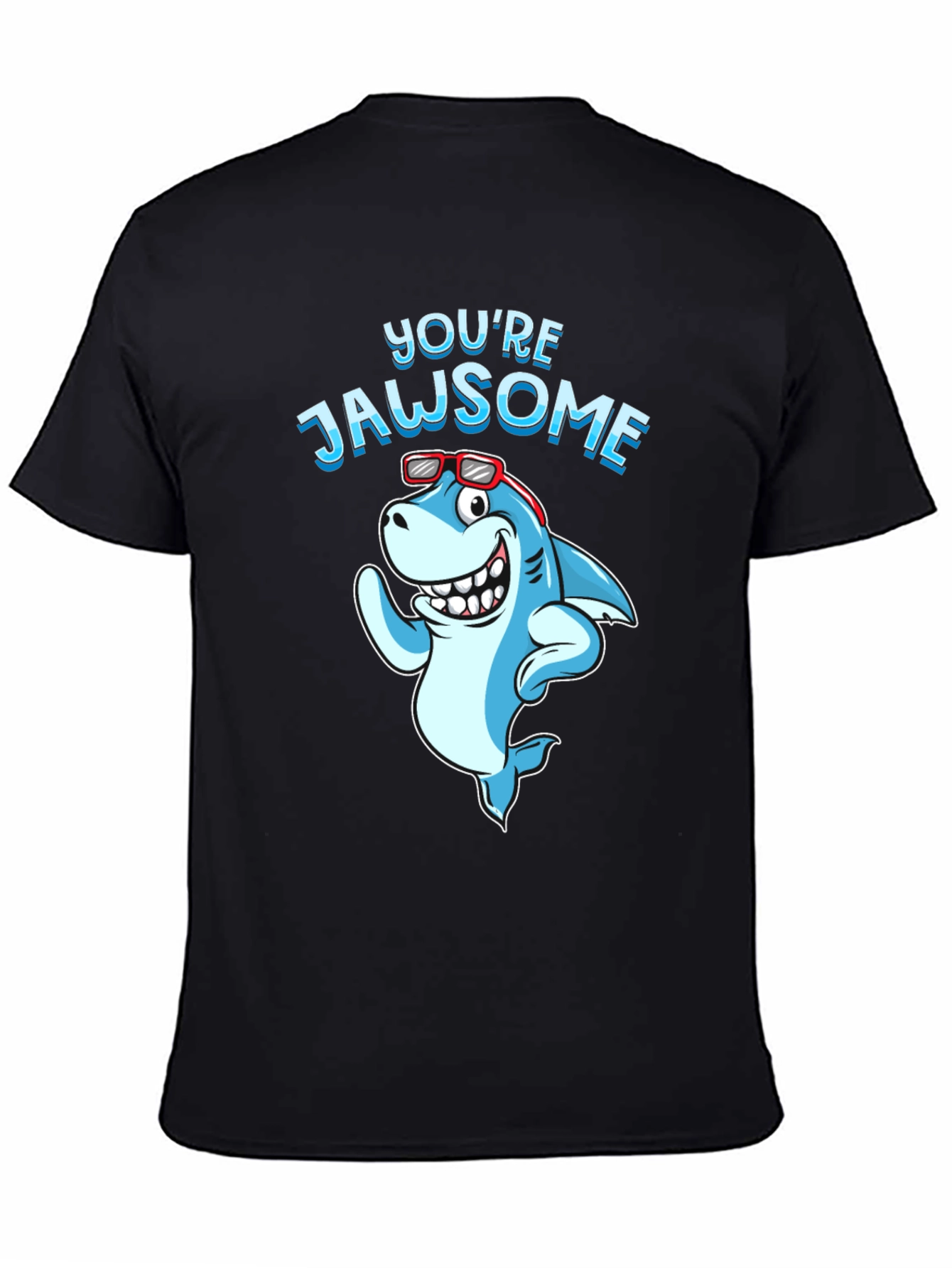 Youre Jawsome Shark Graphic Tee - Black Cotton T-Shirt