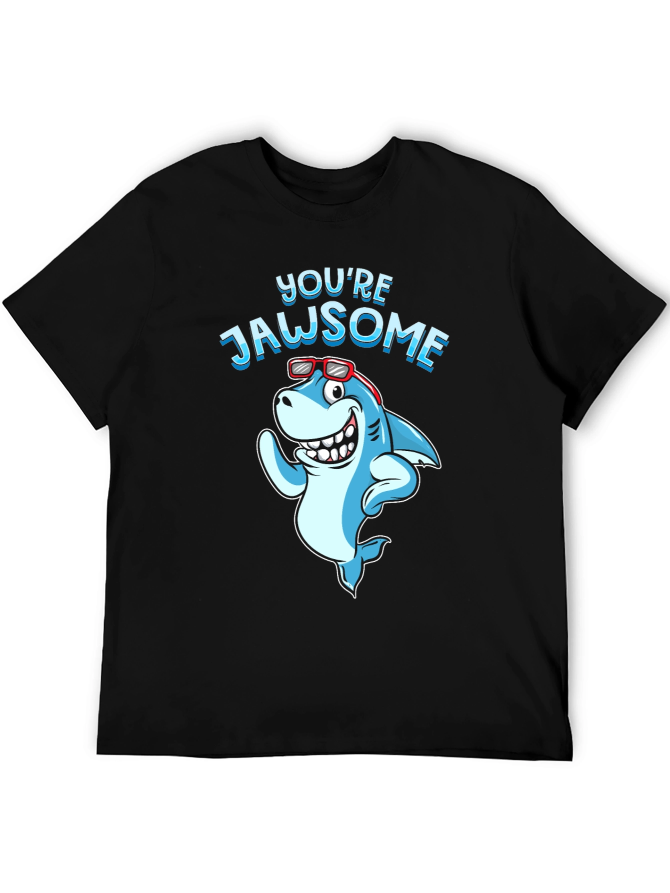 Youre Jawsome Shark Graphic Tee - Black Cotton T-Shirt