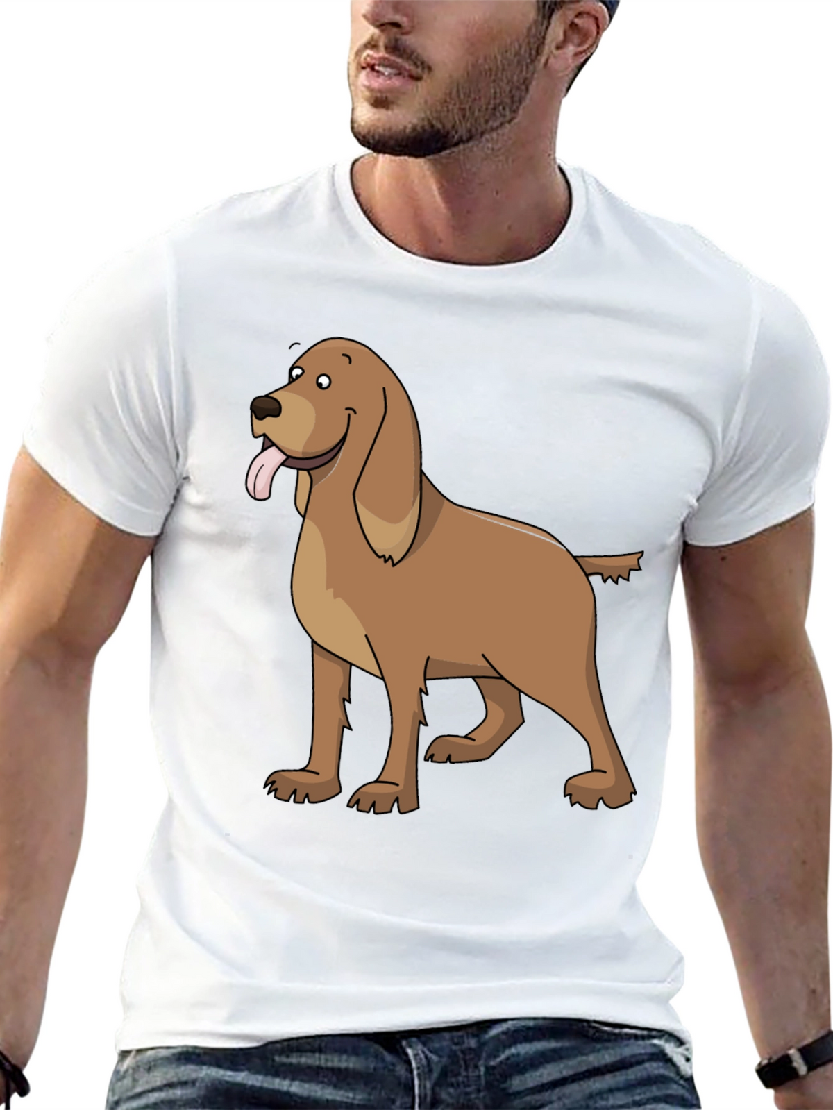Dog Cartoon Graphic Tee - Casual Black T-Shirt