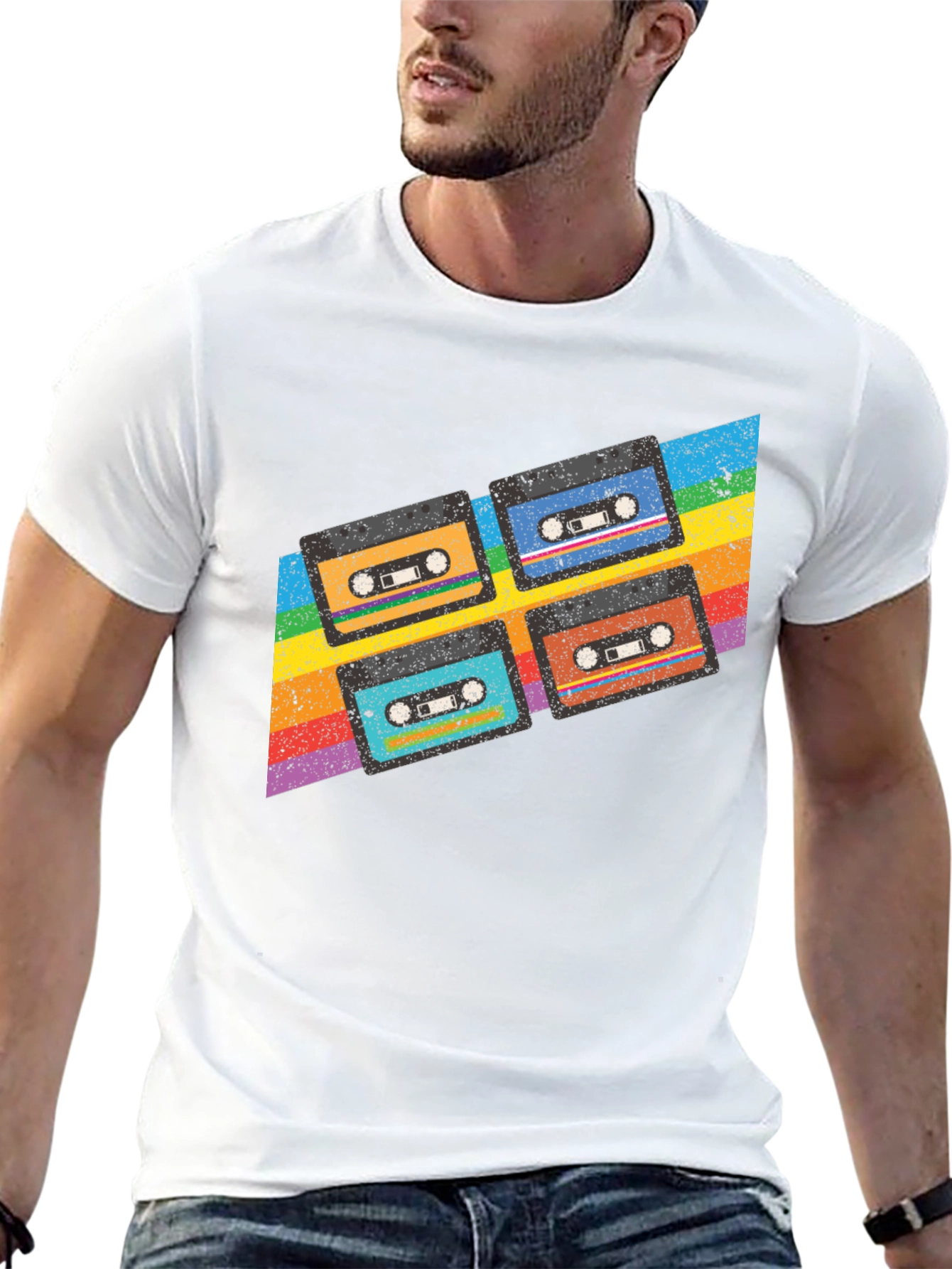 Retro Cassette Tape Rainbow T-Shirt