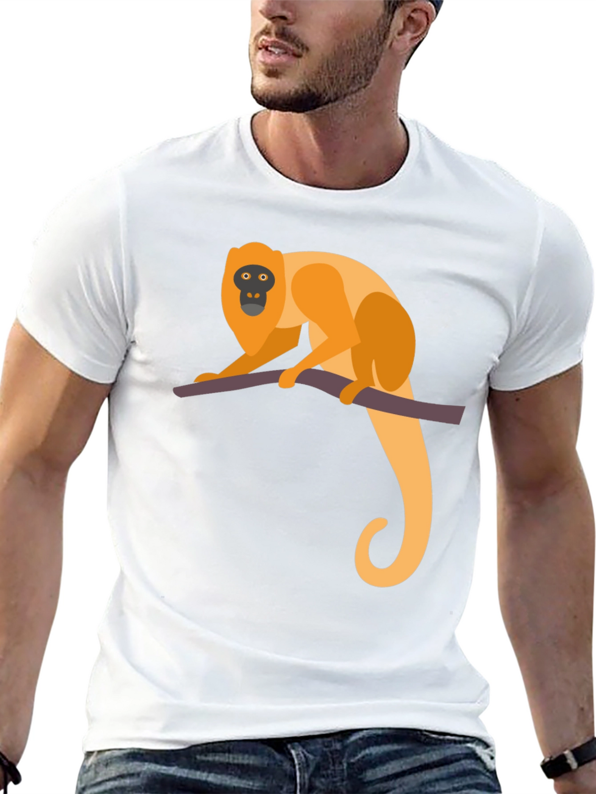 Monkey Graphic Tee - Black Cotton T-Shirt
