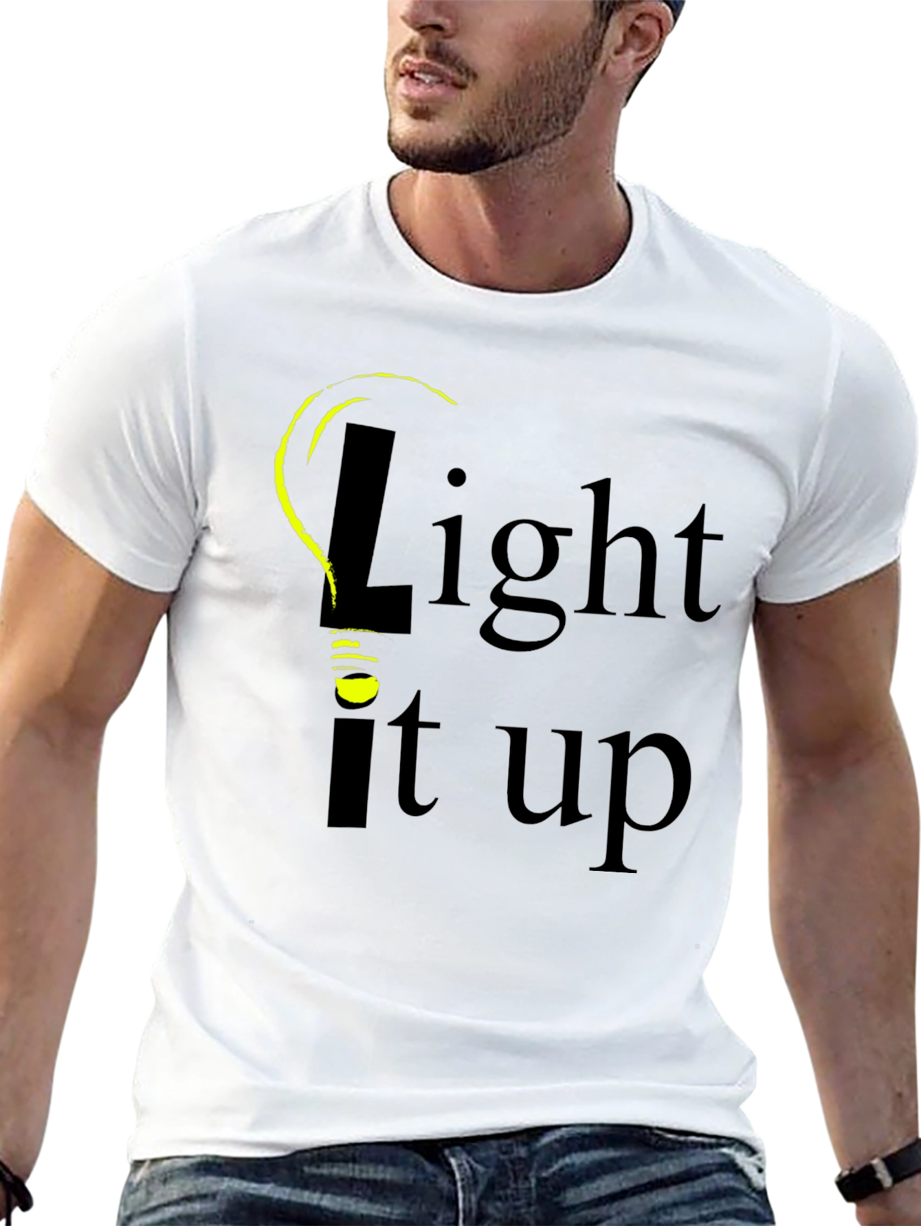Light It Up Graphic Tee - Black Cotton T-Shirt