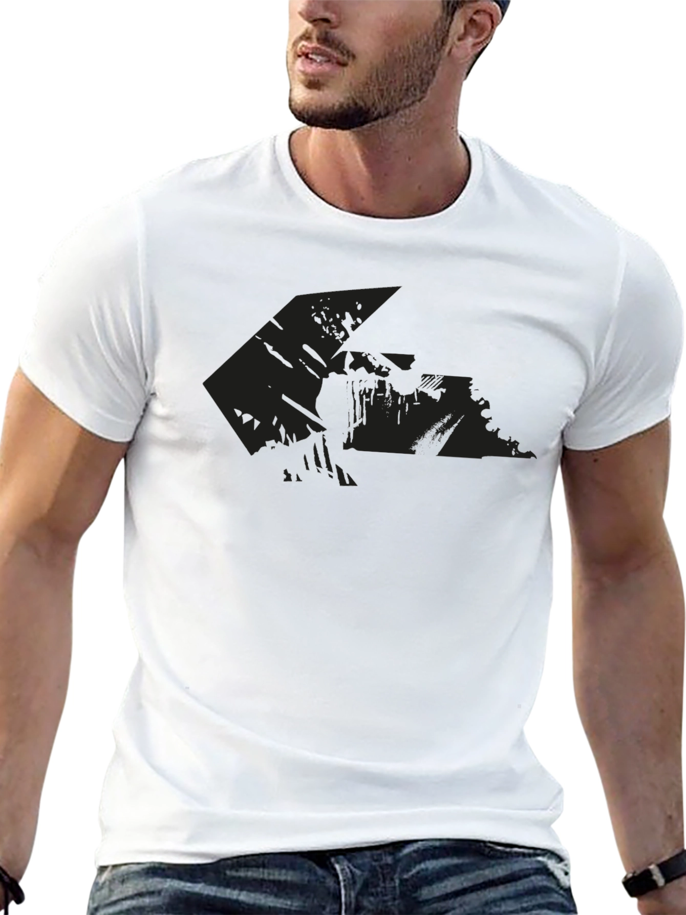 Mens Black Graphic Print Short Sleeve Tee