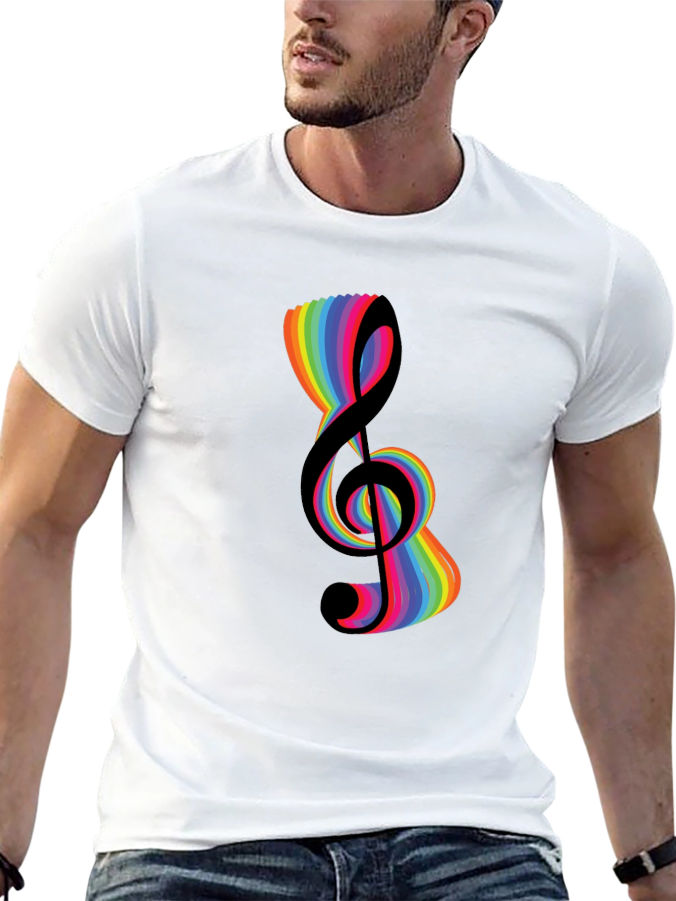 Rainbow Treble Clef Graphic T-Shirt