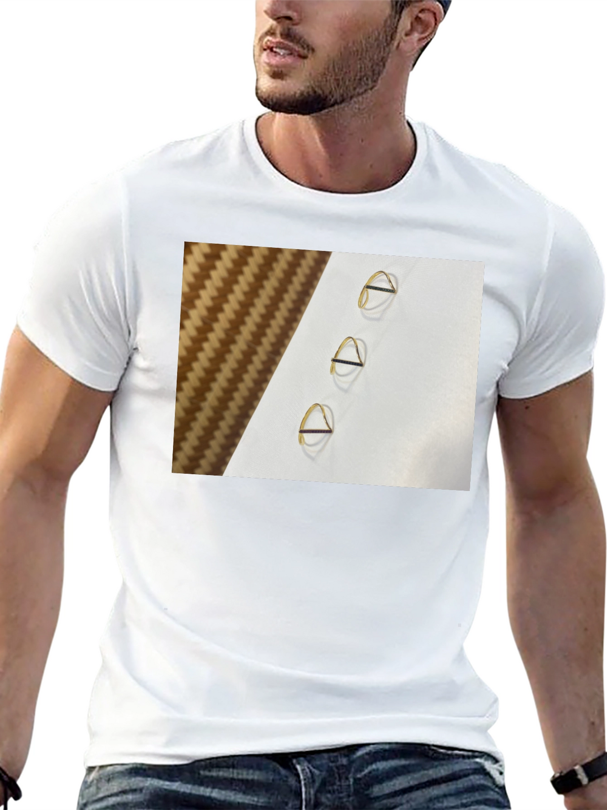 Minimalist Triangle Gold Ring Pattern Tee