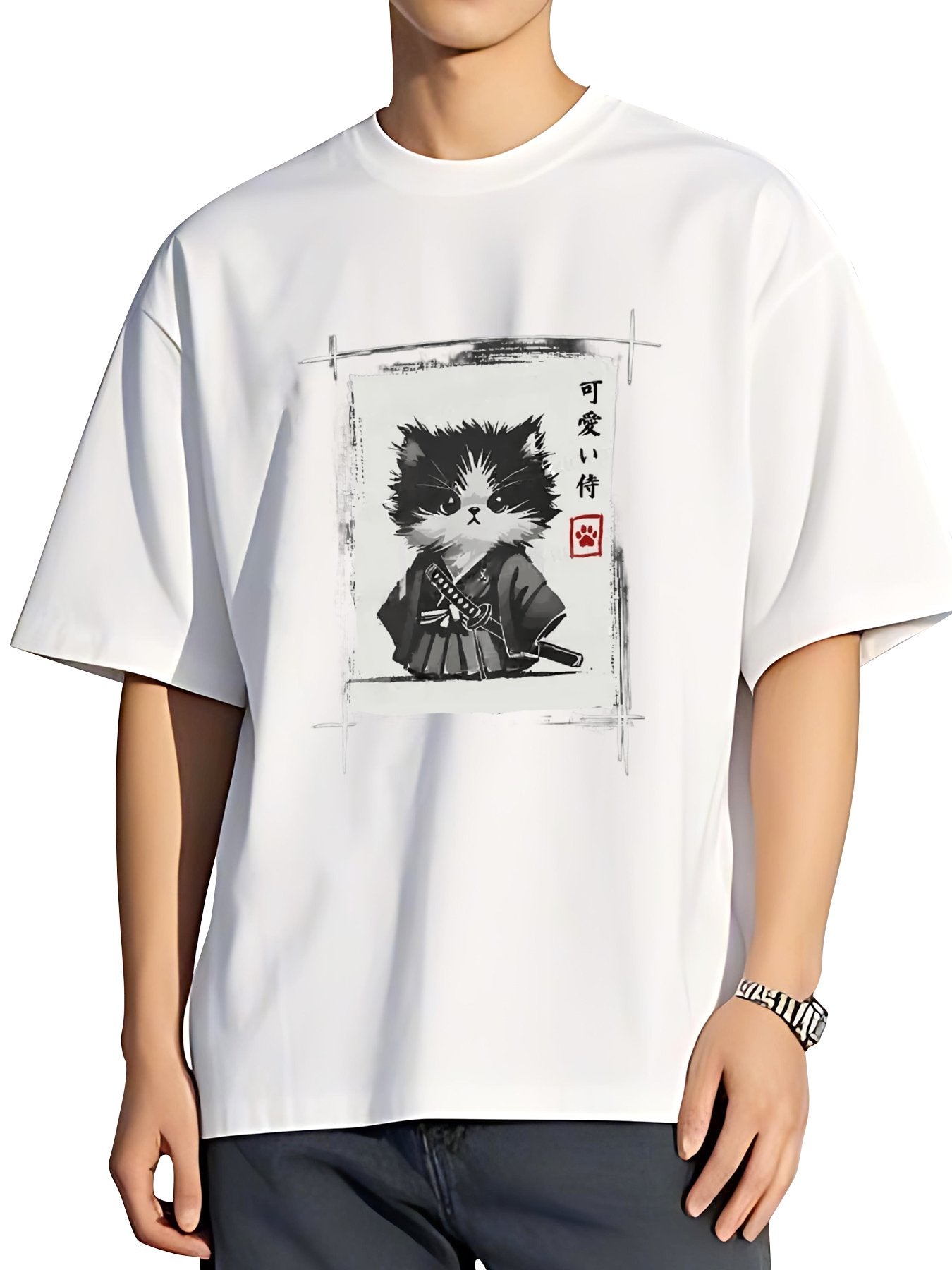 T-shirt Tokyo-tiger-kitten-samurai-washed-t-shirt