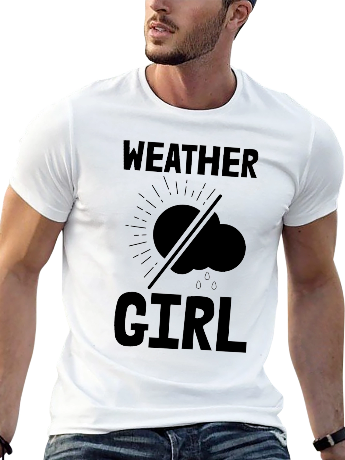 Weather Girl Graphic Tee - Black Cotton T-Shirt