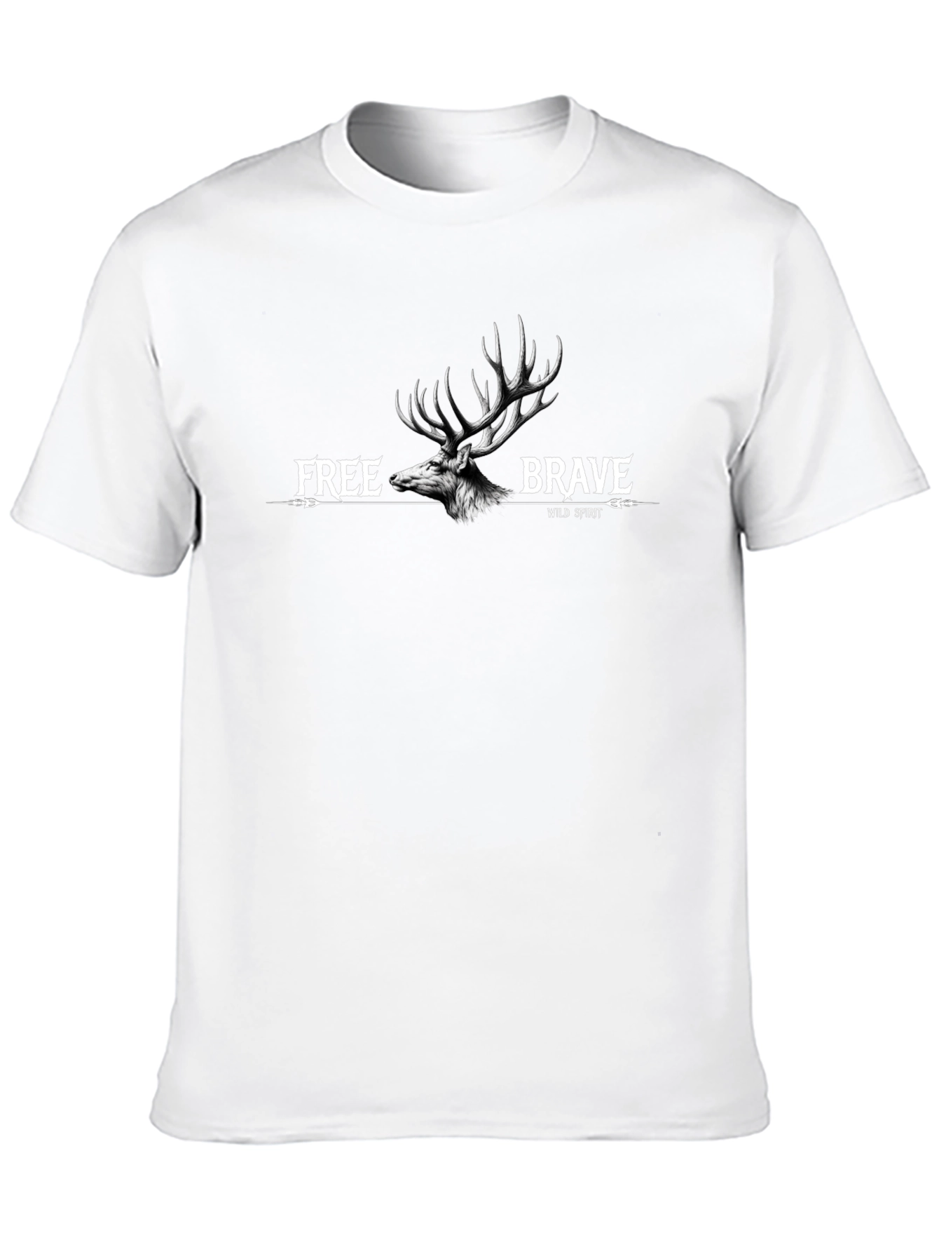 Wild Spirit Deer Graphic Tee - Black Cotton Blend