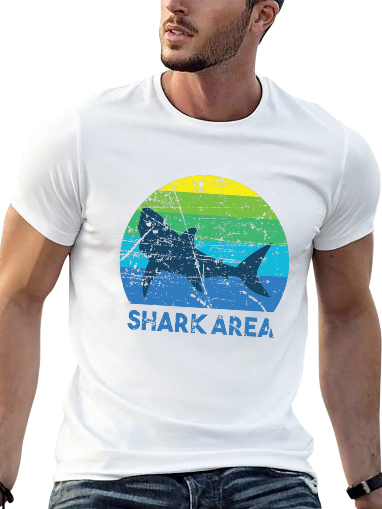 Shark Area Graphic Tee - Distressed Style