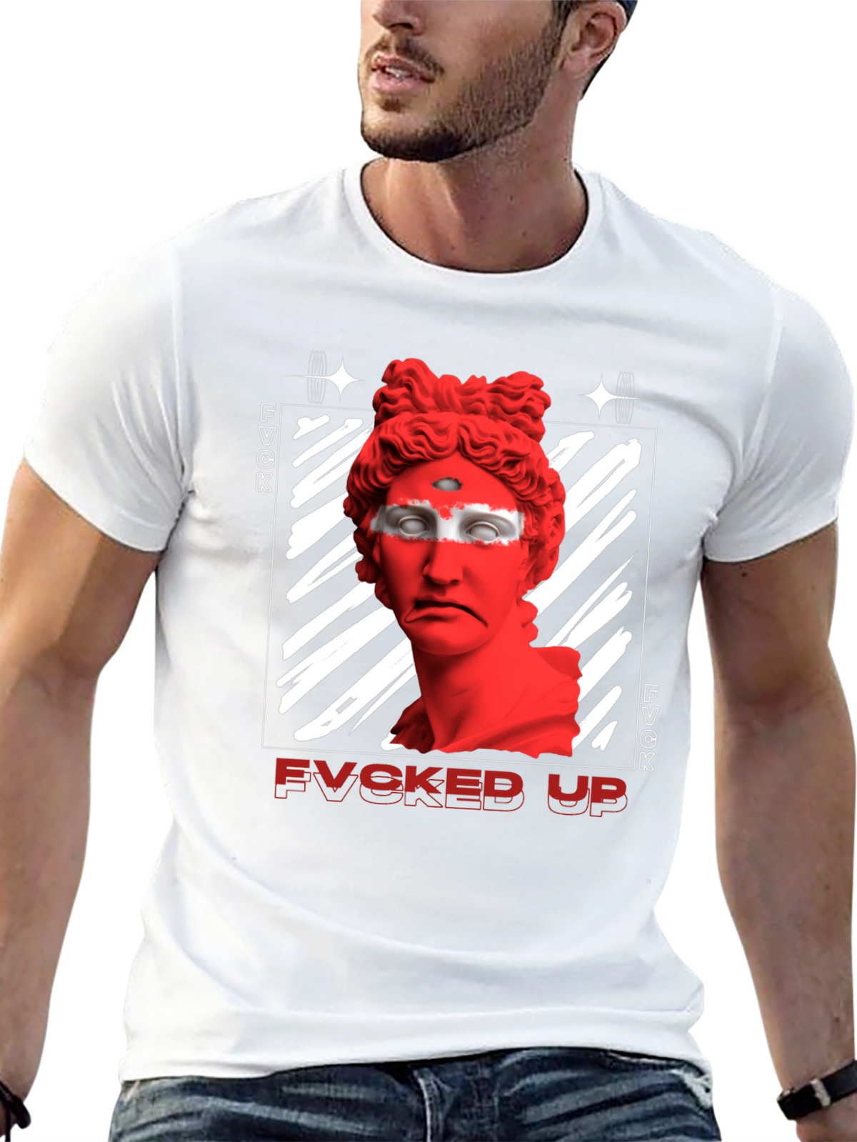 Edgy FVCKED UP Graphic Print T-Shirt