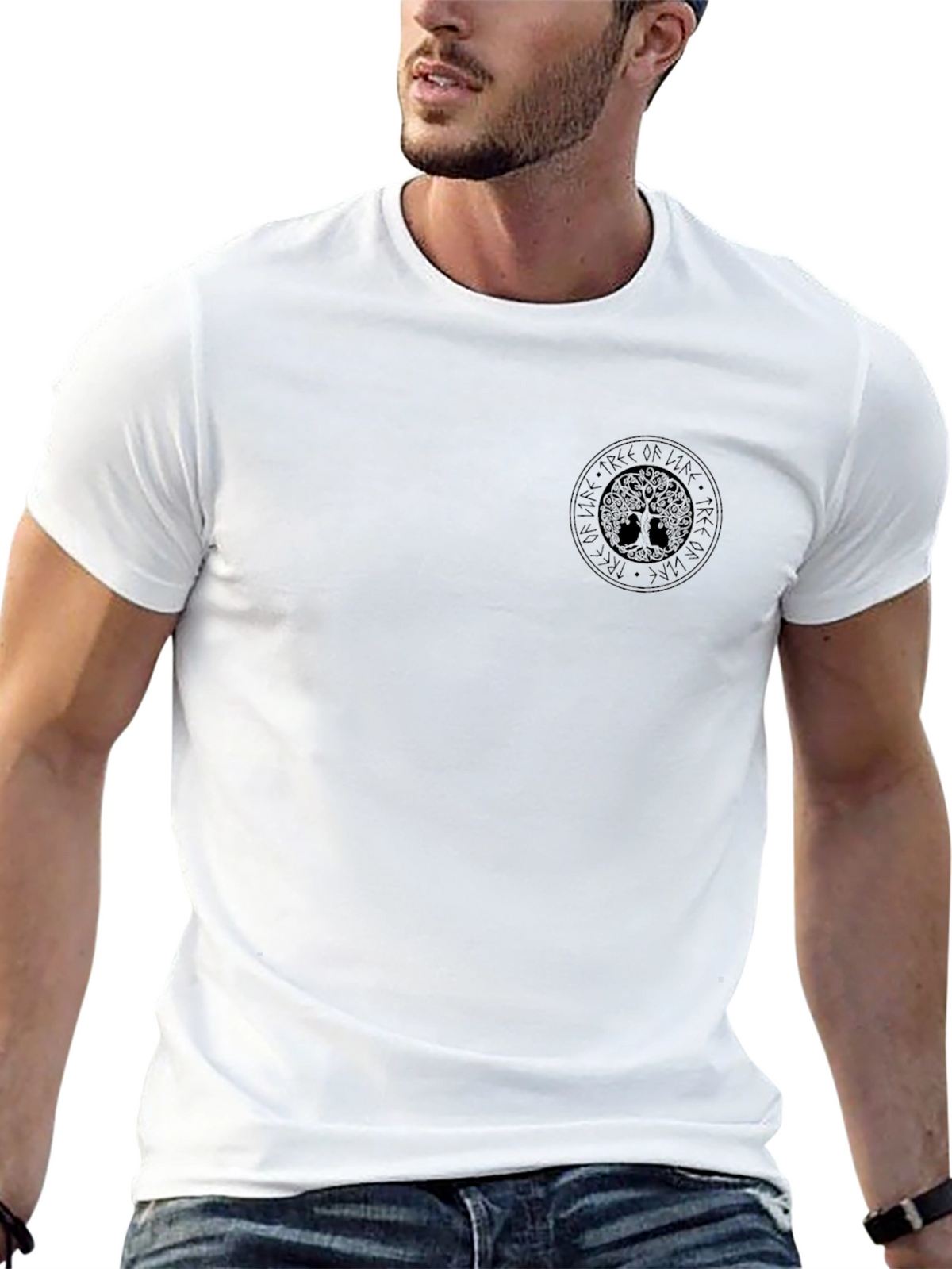 Mens Black Yggdrasil Tree of Life Graphic Tee