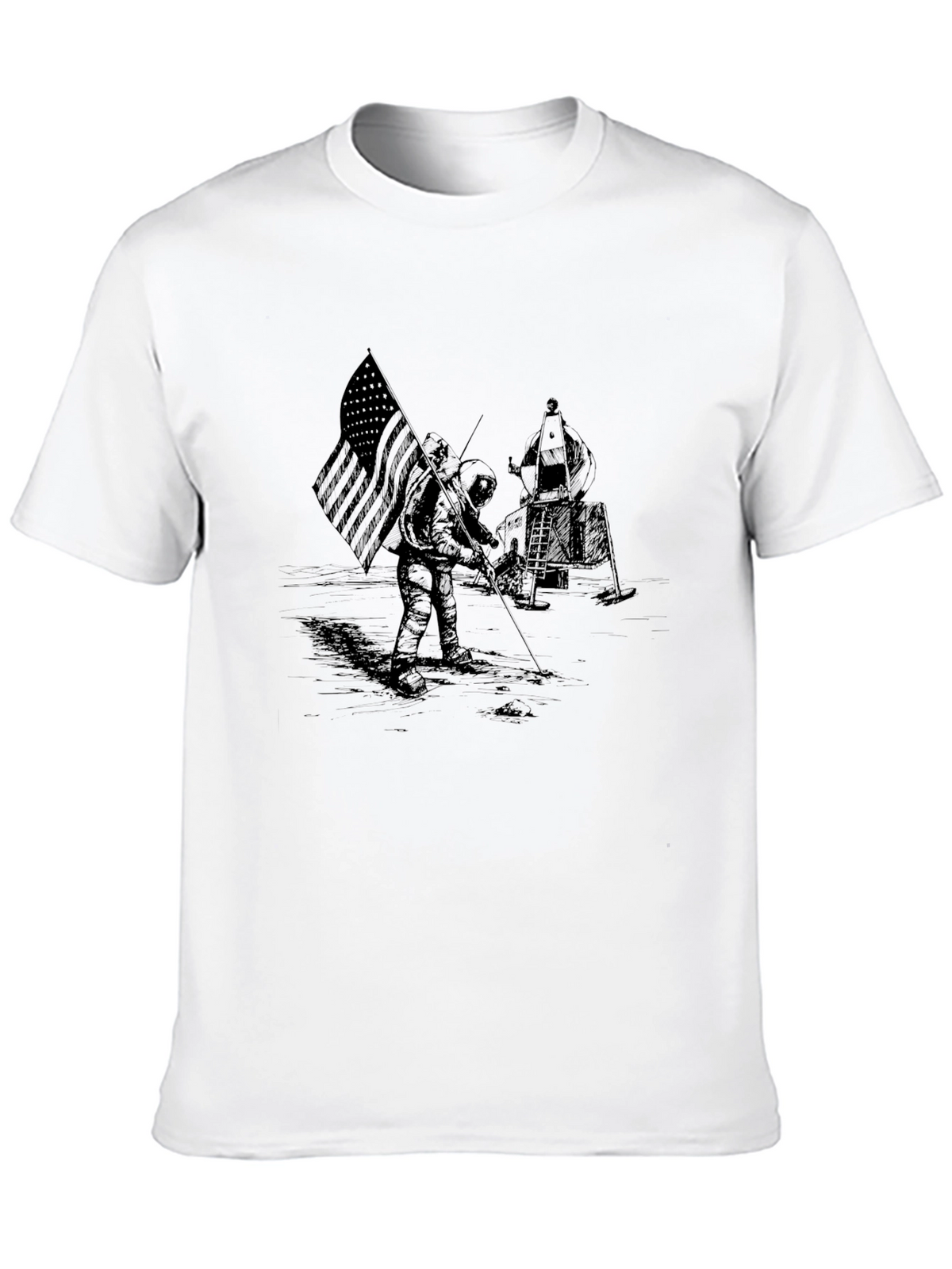 Lunar Landing Graphic Print Tee - Astronaut T-Shirt