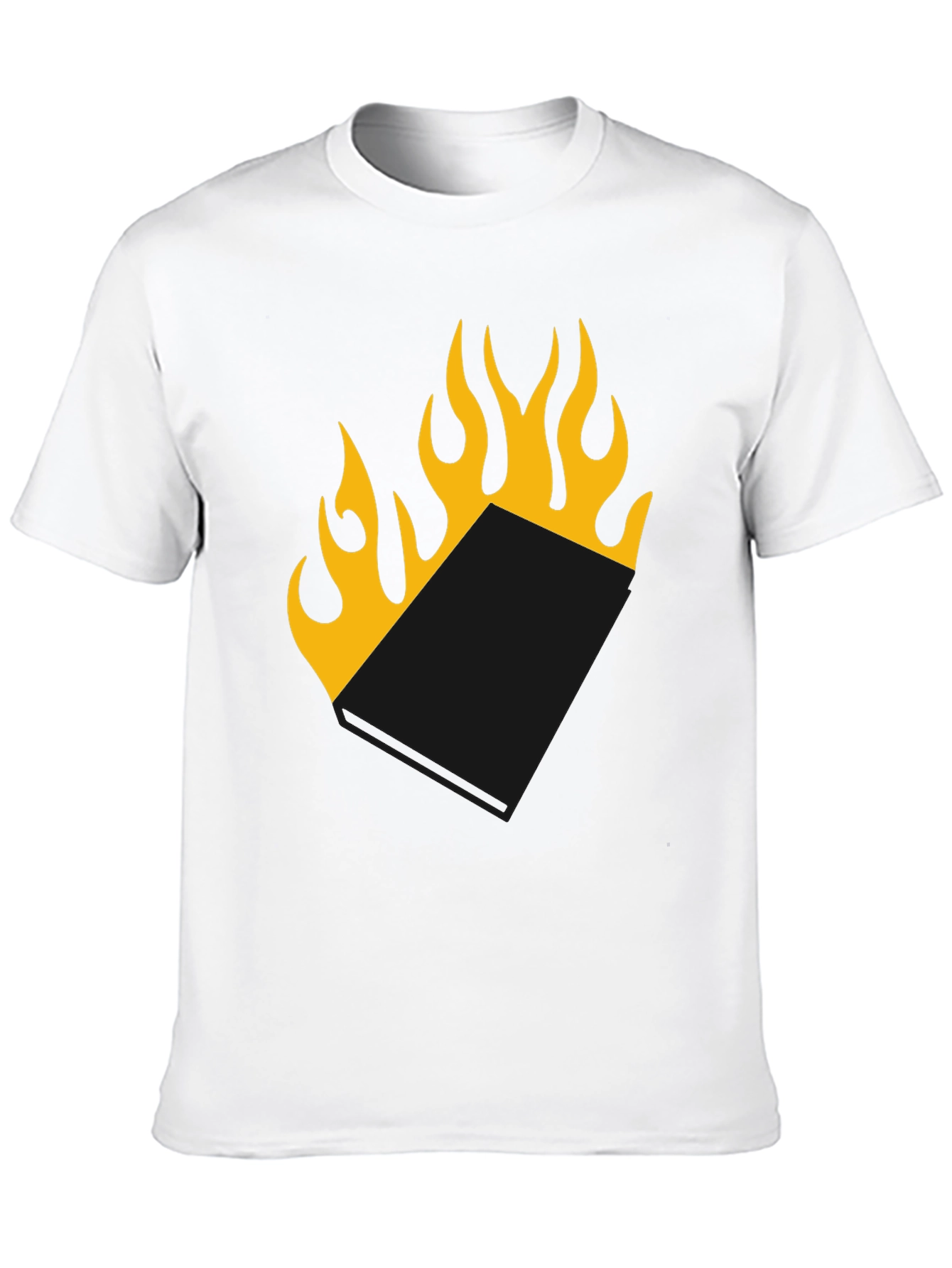 Burning Book T-Shirt - Black Tee with Flame Design