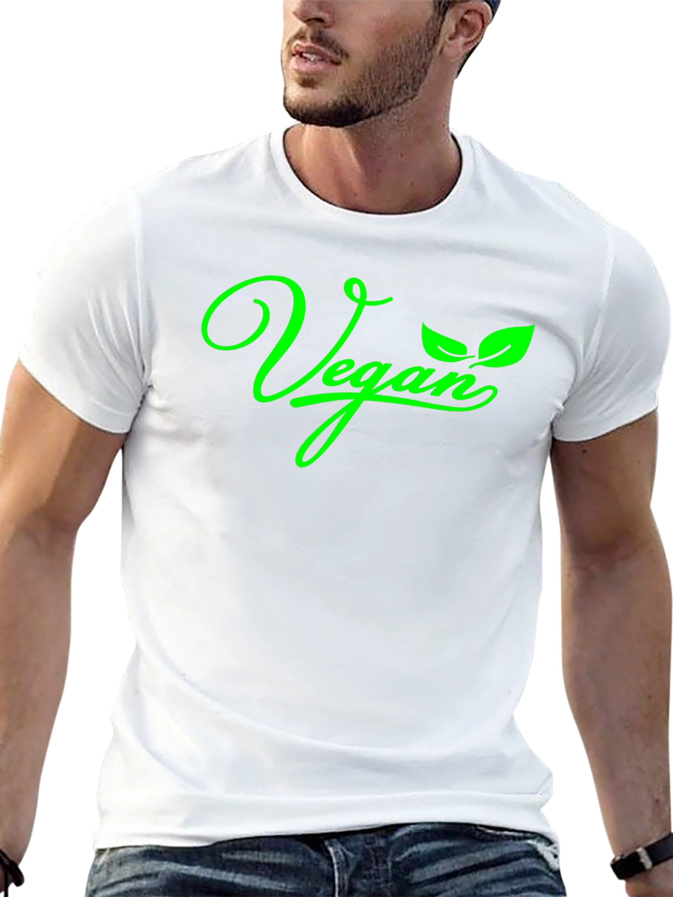 Vegan T-Shirt - Green Lettering on Black
