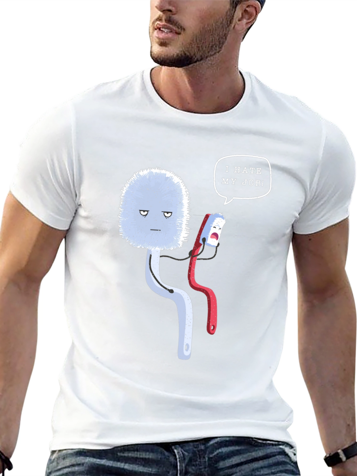 Funny I Hate My Job Toilet Brush Graphic Tee