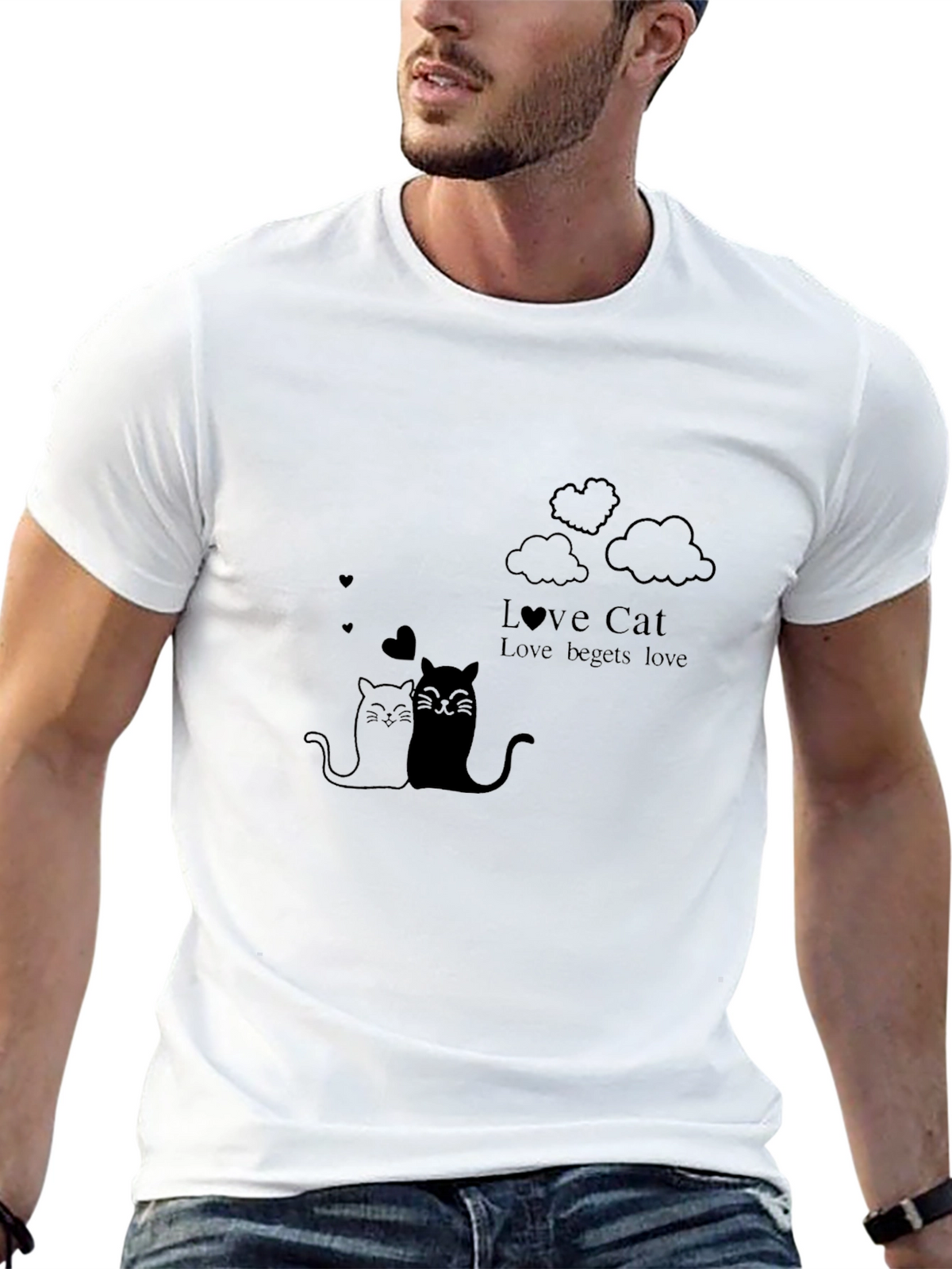 Love Cat Black T-Shirt