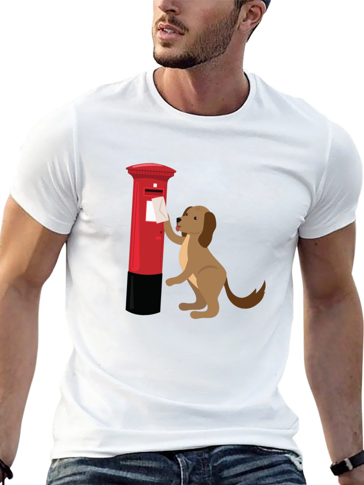 Dog Posting Letter Graphic T-Shirt