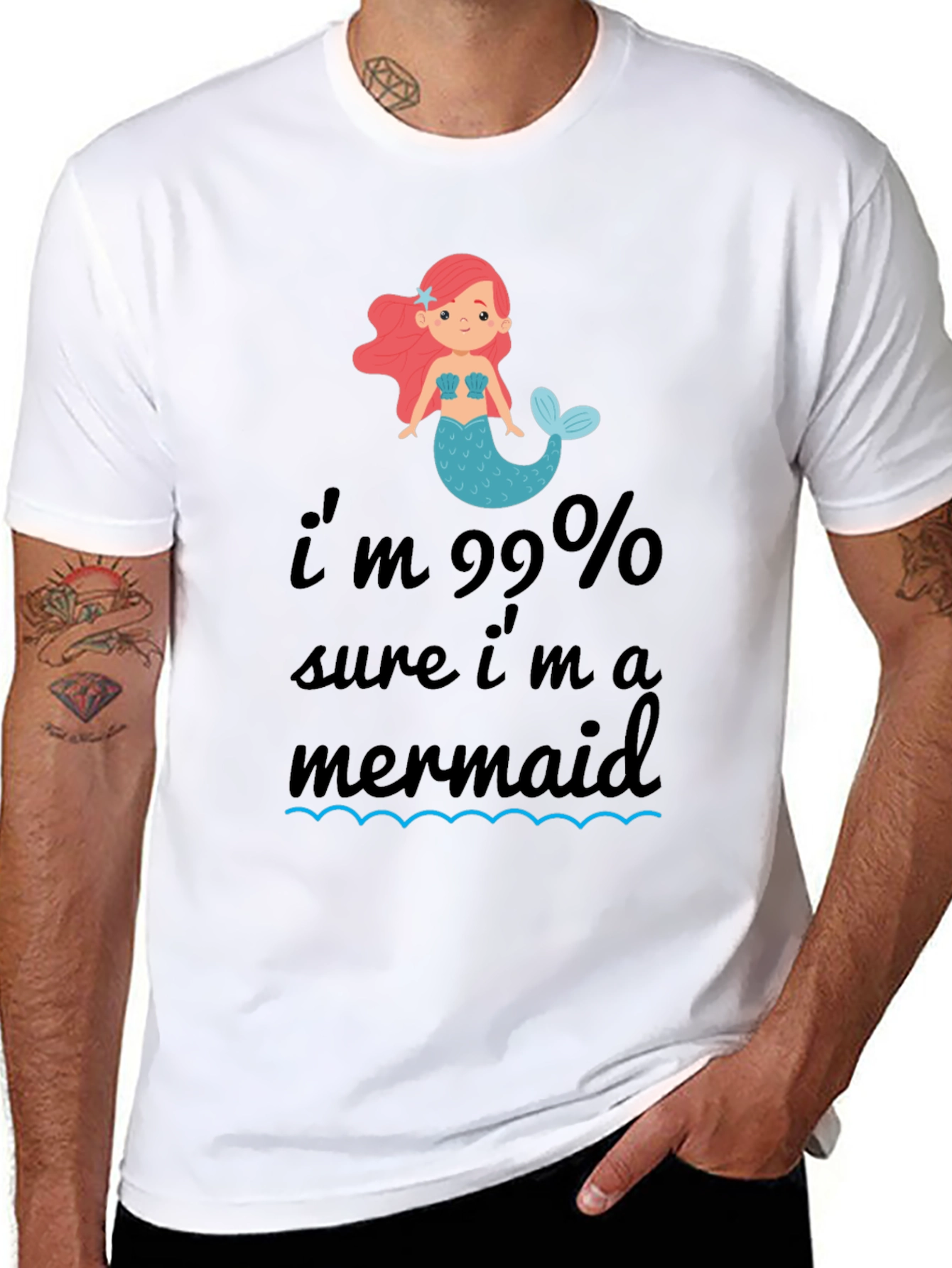 99% Mermaid T-Shirt - Black Cotton Tee