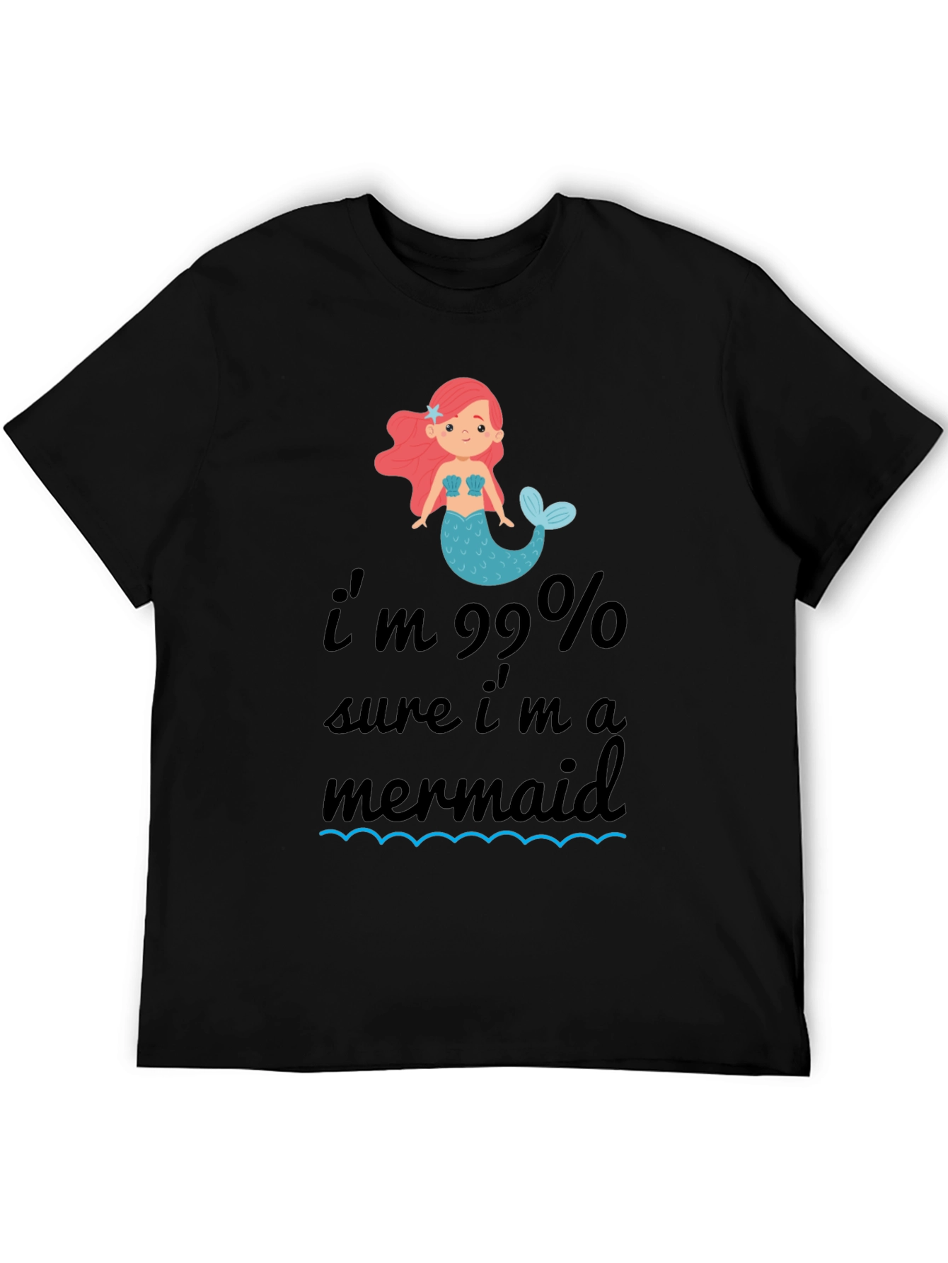 99% Mermaid T-Shirt - Black Cotton Tee
