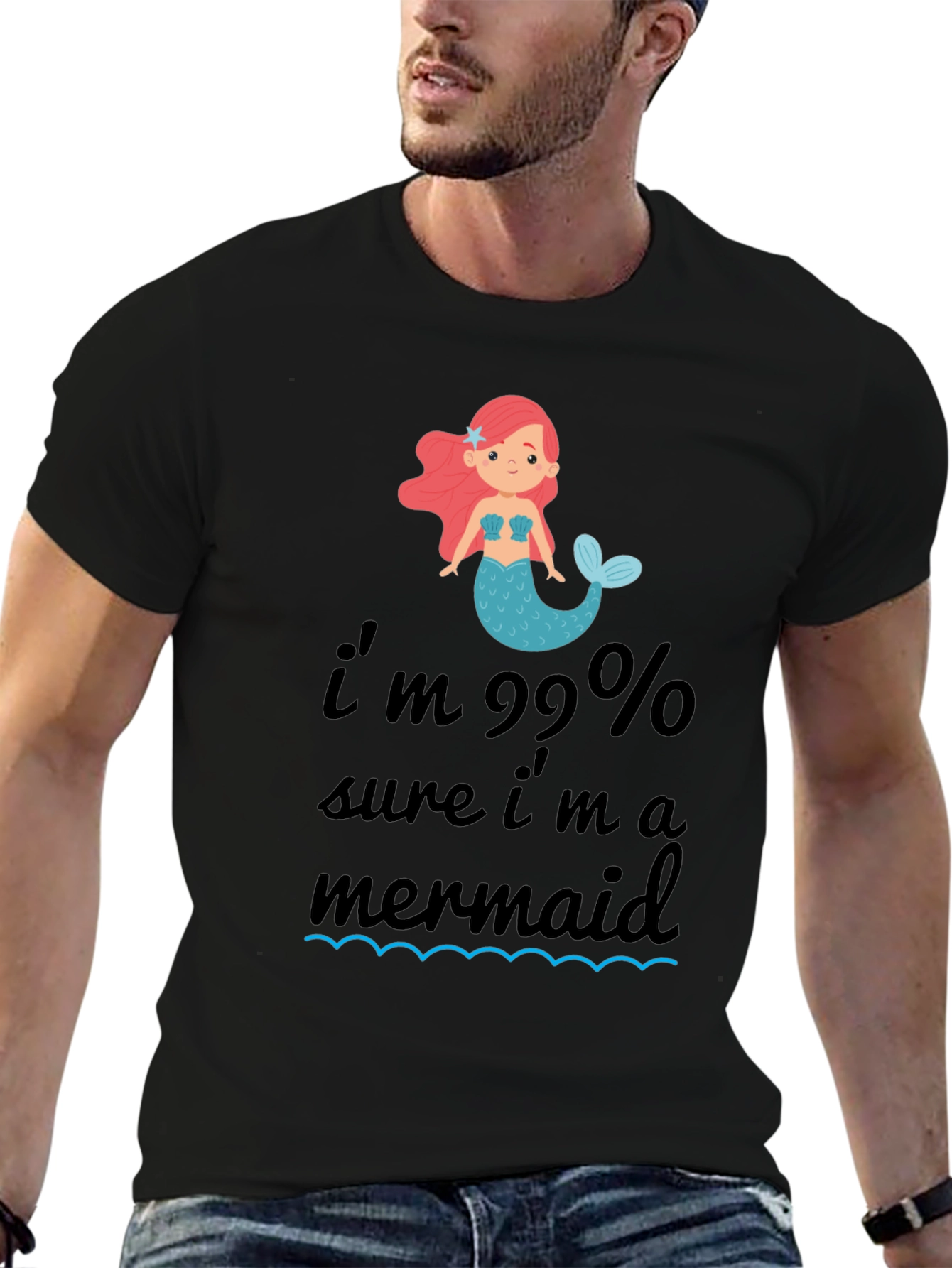 99% Mermaid T-Shirt - Black Cotton Tee