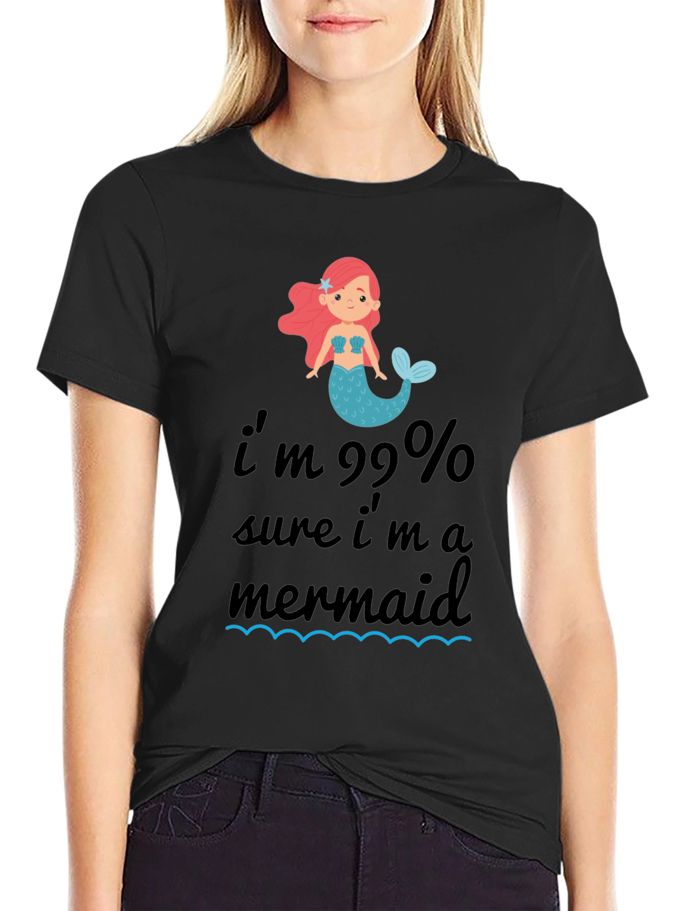 99% Mermaid T-Shirt - Black Cotton Tee