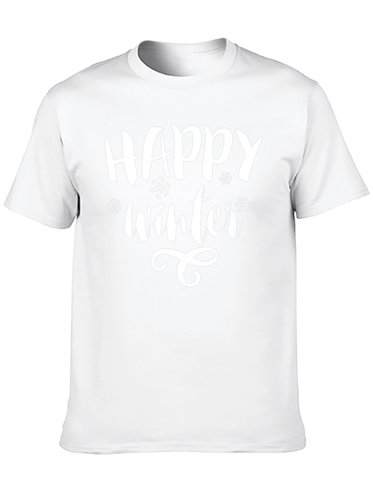 Happy Winter Graphic Print Black T-Shirt