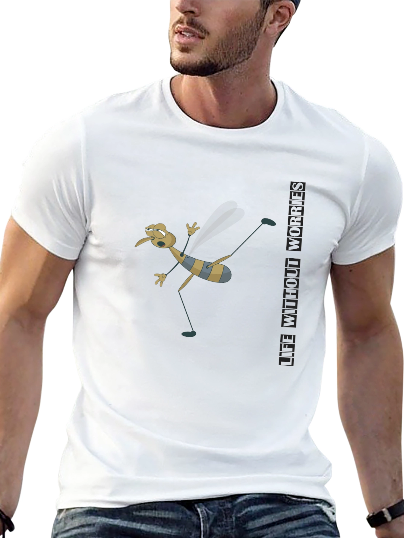 Cartoon Mosquito Humor Black T-Shirt