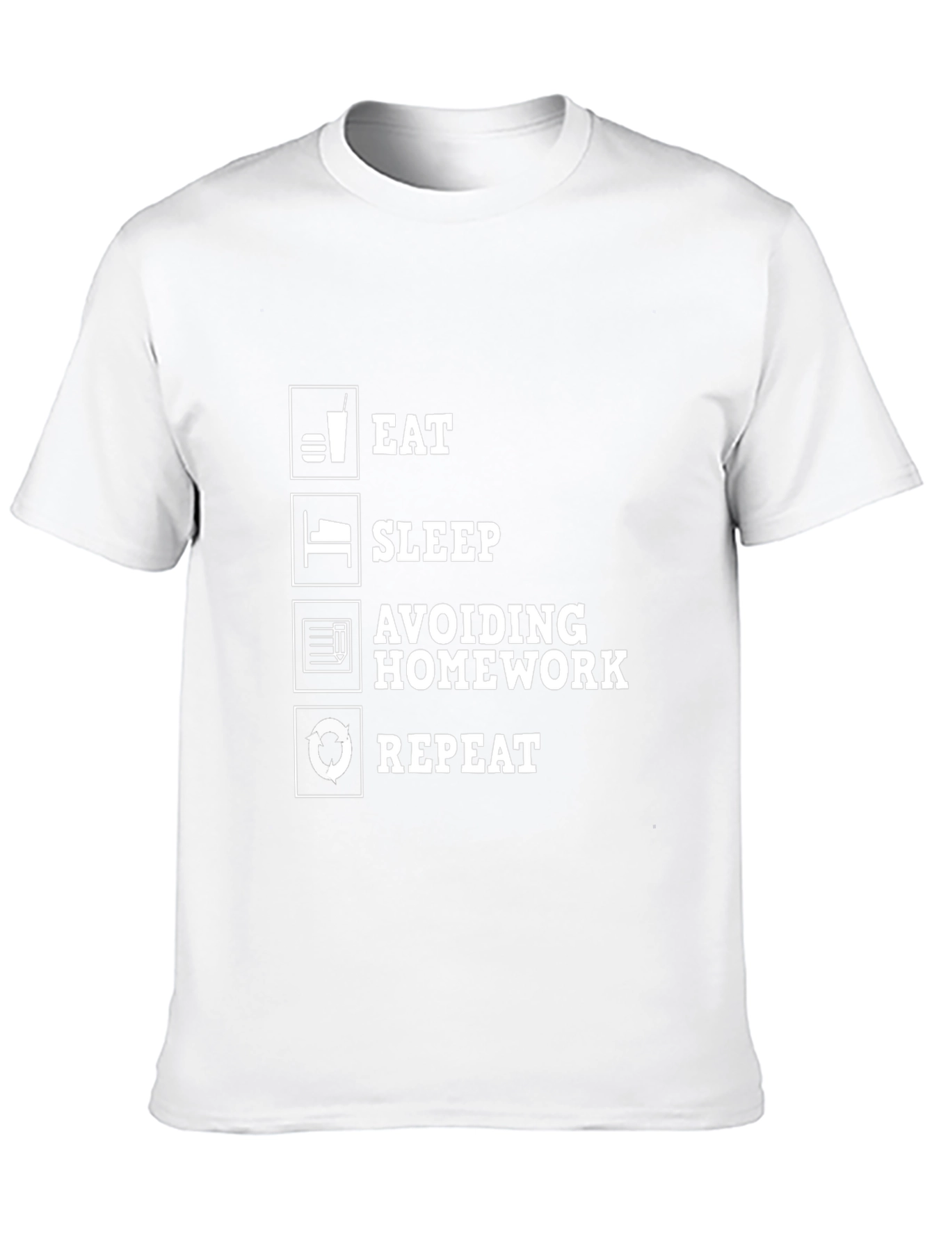 Eat Sleep Avoiding Homework Repeat Black Graphic Tee