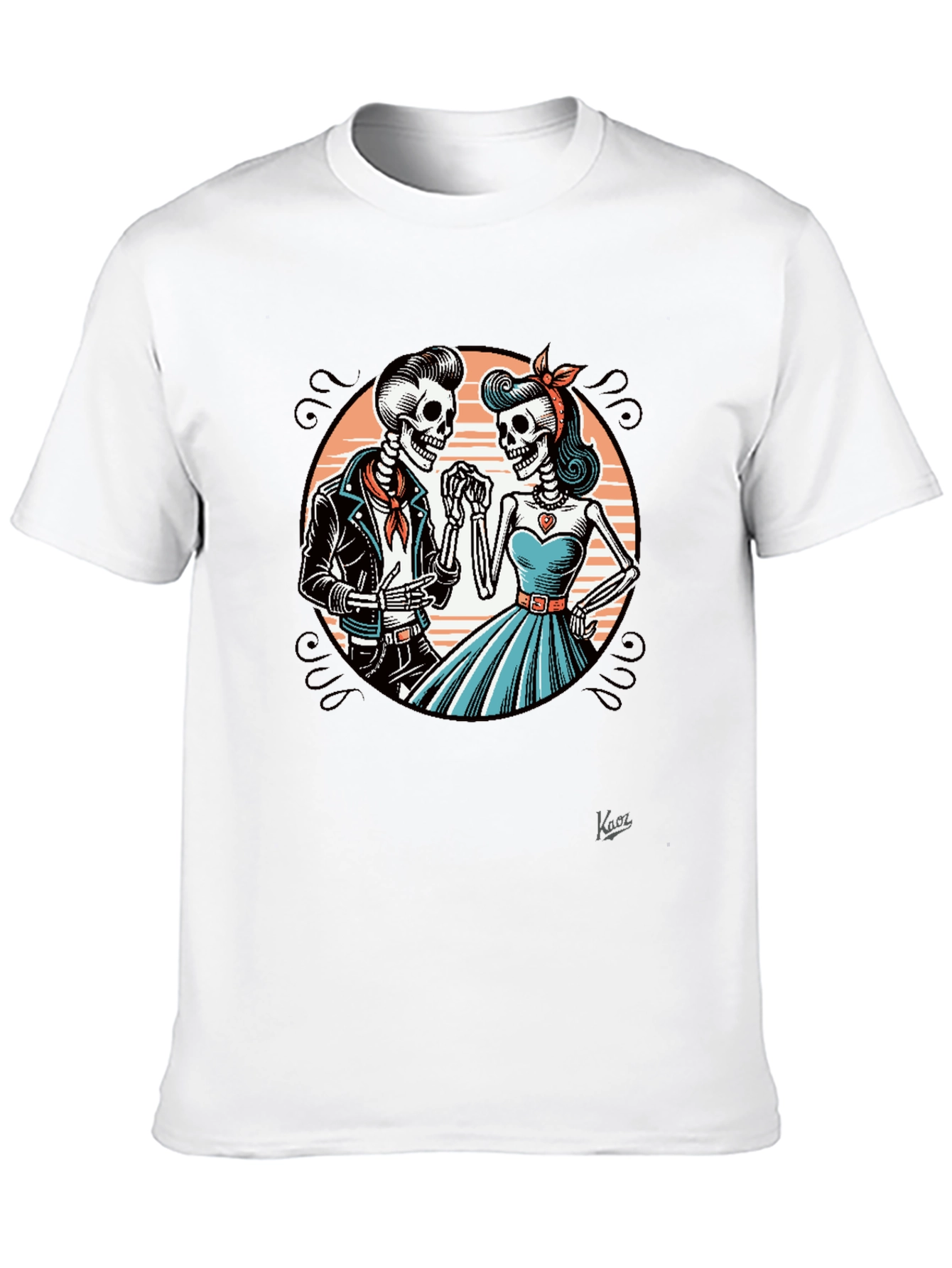 Rockabilly Skeleton Couple Graphic Tee