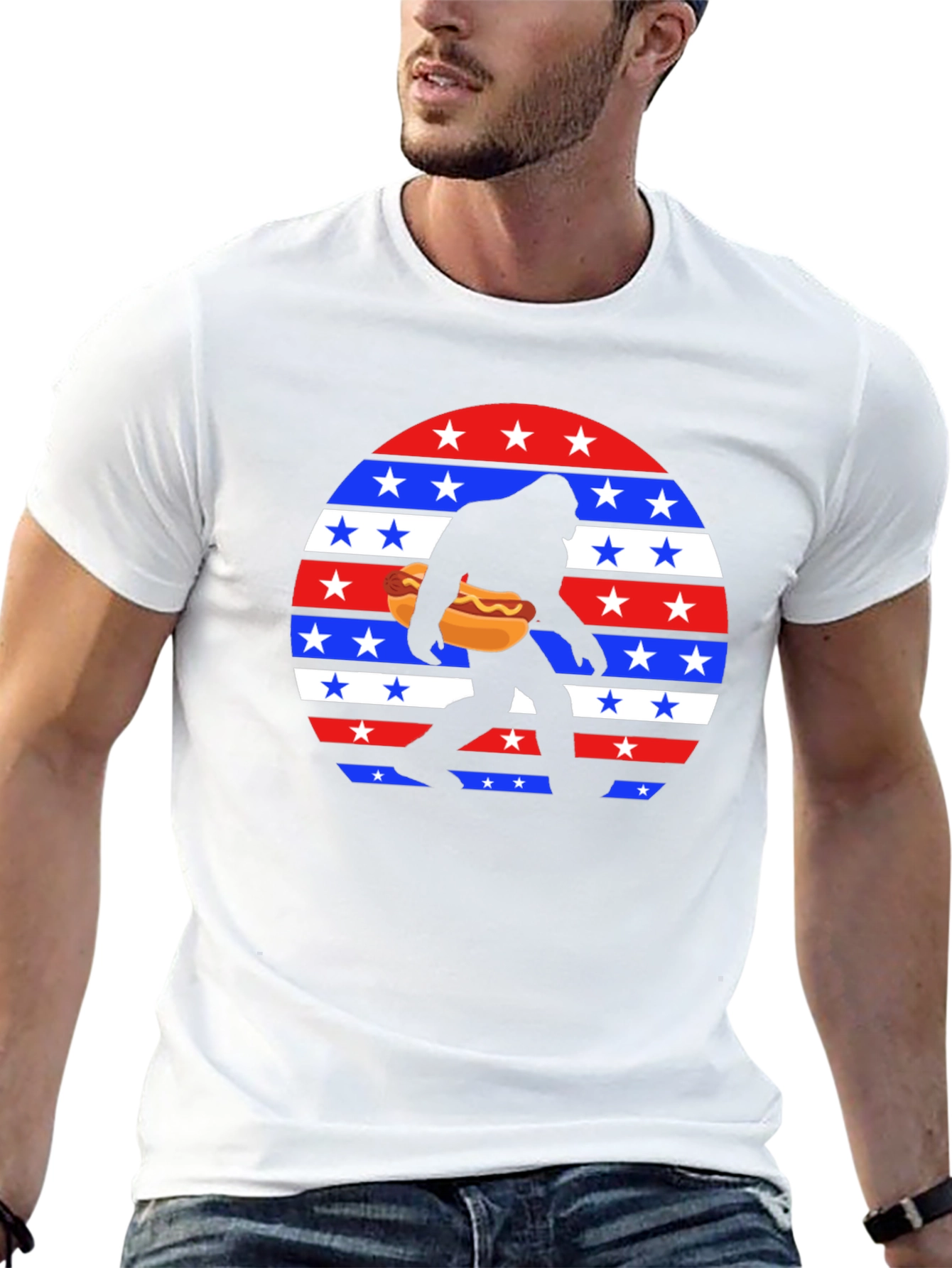 Bigfoot Hotdog USA Patriotic T-Shirt