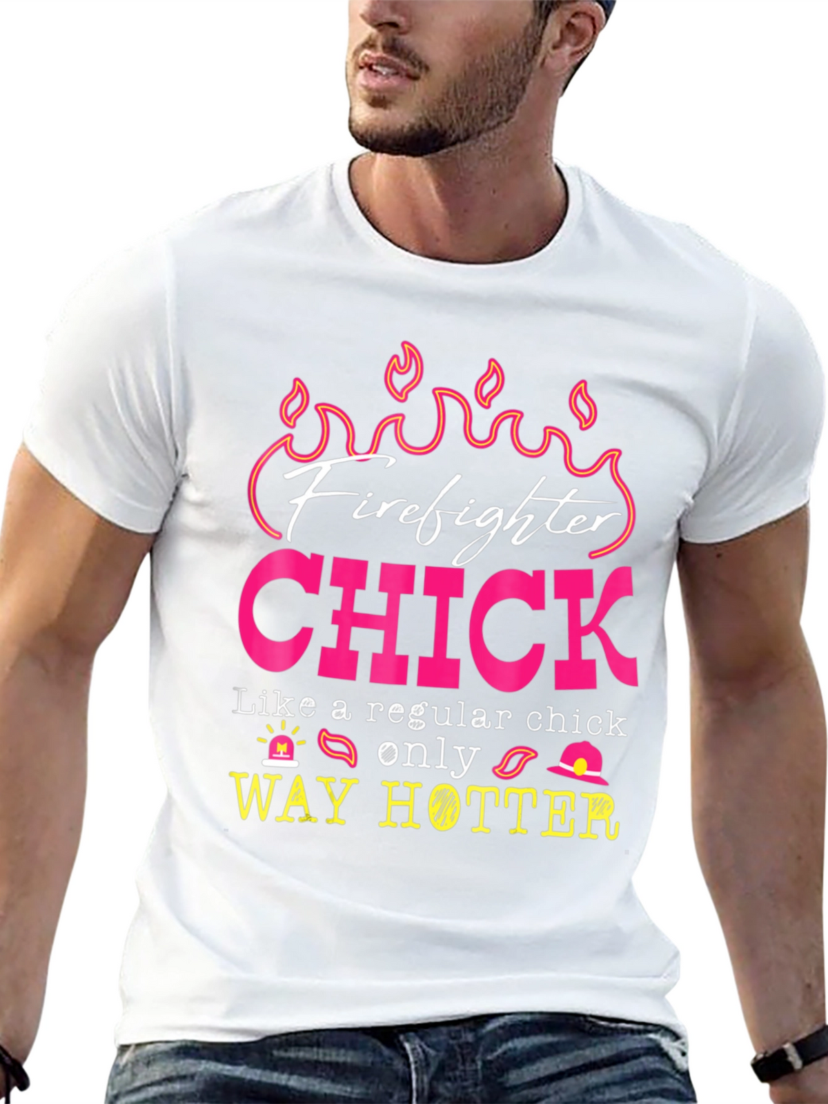 Firefighter Chick Graphic Tee - Hot Firefighter Design