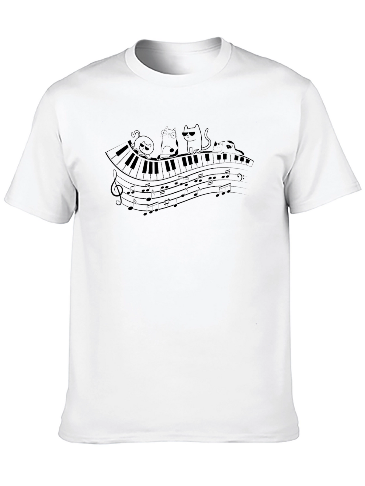 Piano Cats T-Shirt - Musical Feline Tee