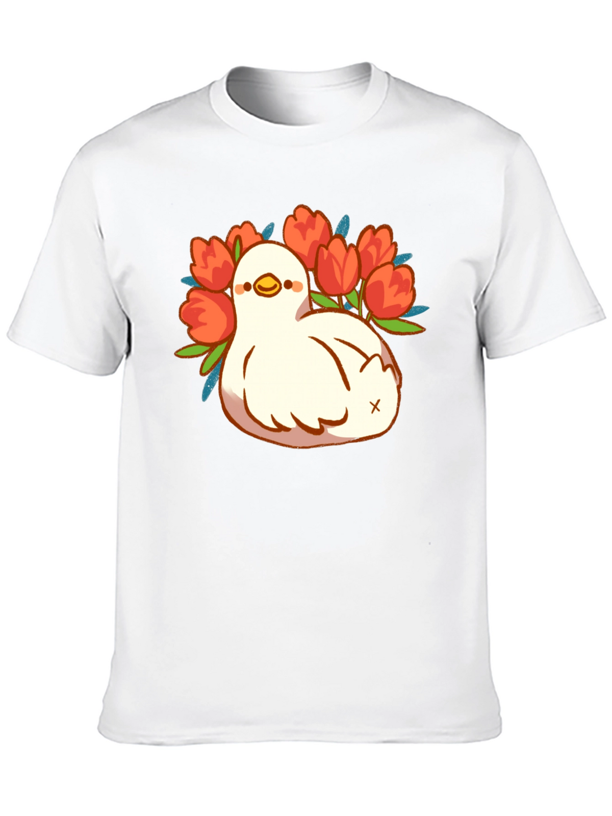 Duck and Tulips Graphic Tee - Black Unisex T-Shirt