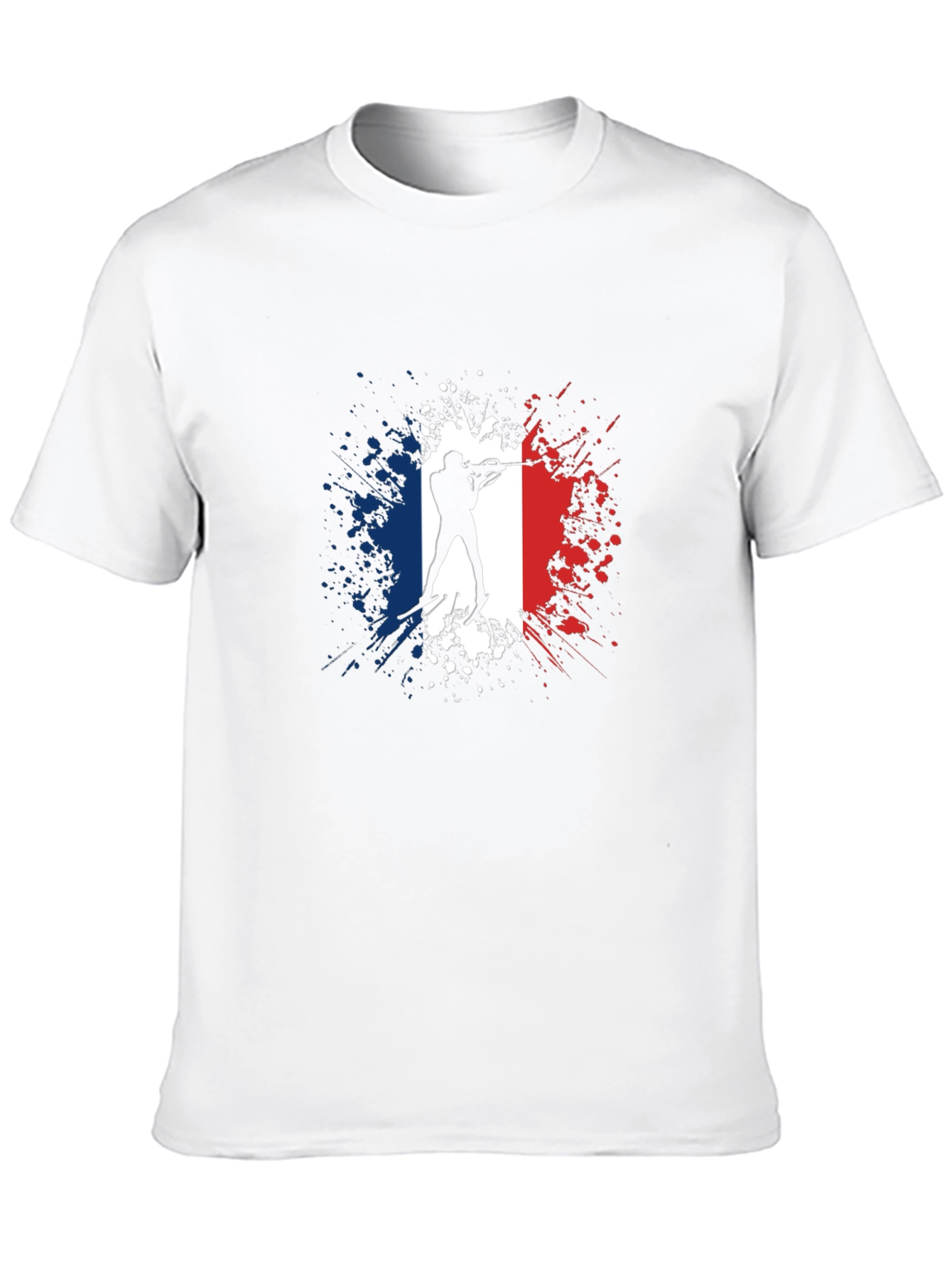 Biathlon France Flag T-Shirt - Skiing Silhouette