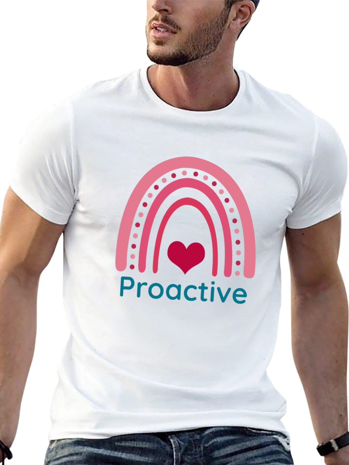 Proactive Rainbow Heart Graphic Tee - Black Unisex T-Shirt