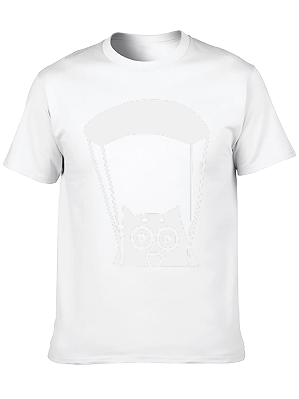 Cat Parachute Graphic Tee - Black Cotton T-Shirt