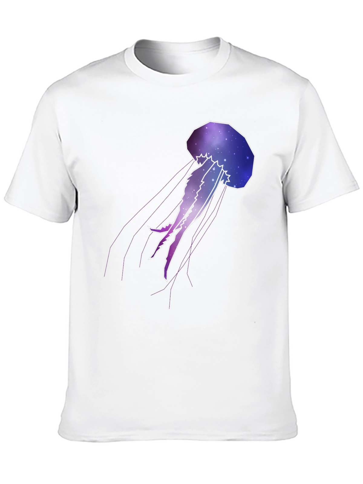 Galaxy Jellyfish Graphic Tee - Black Cotton Casual Wear