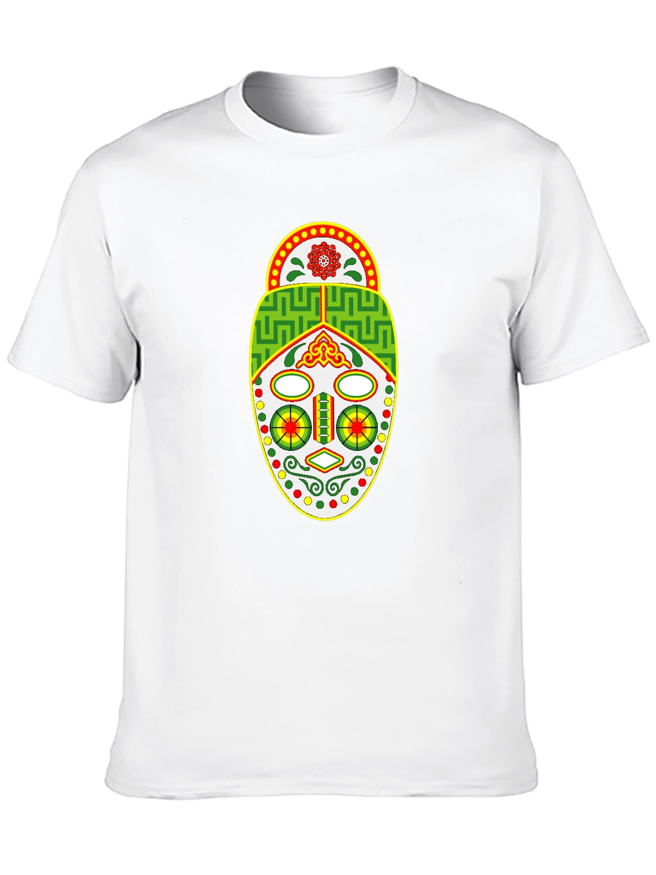 Tribal Mask Graphic Tee - Unique Design