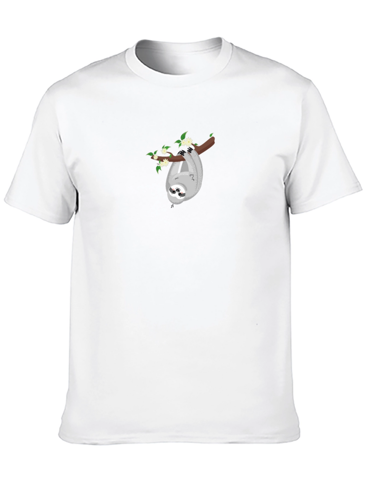 Mens Black Sloth on Branch Graphic T-Shirt