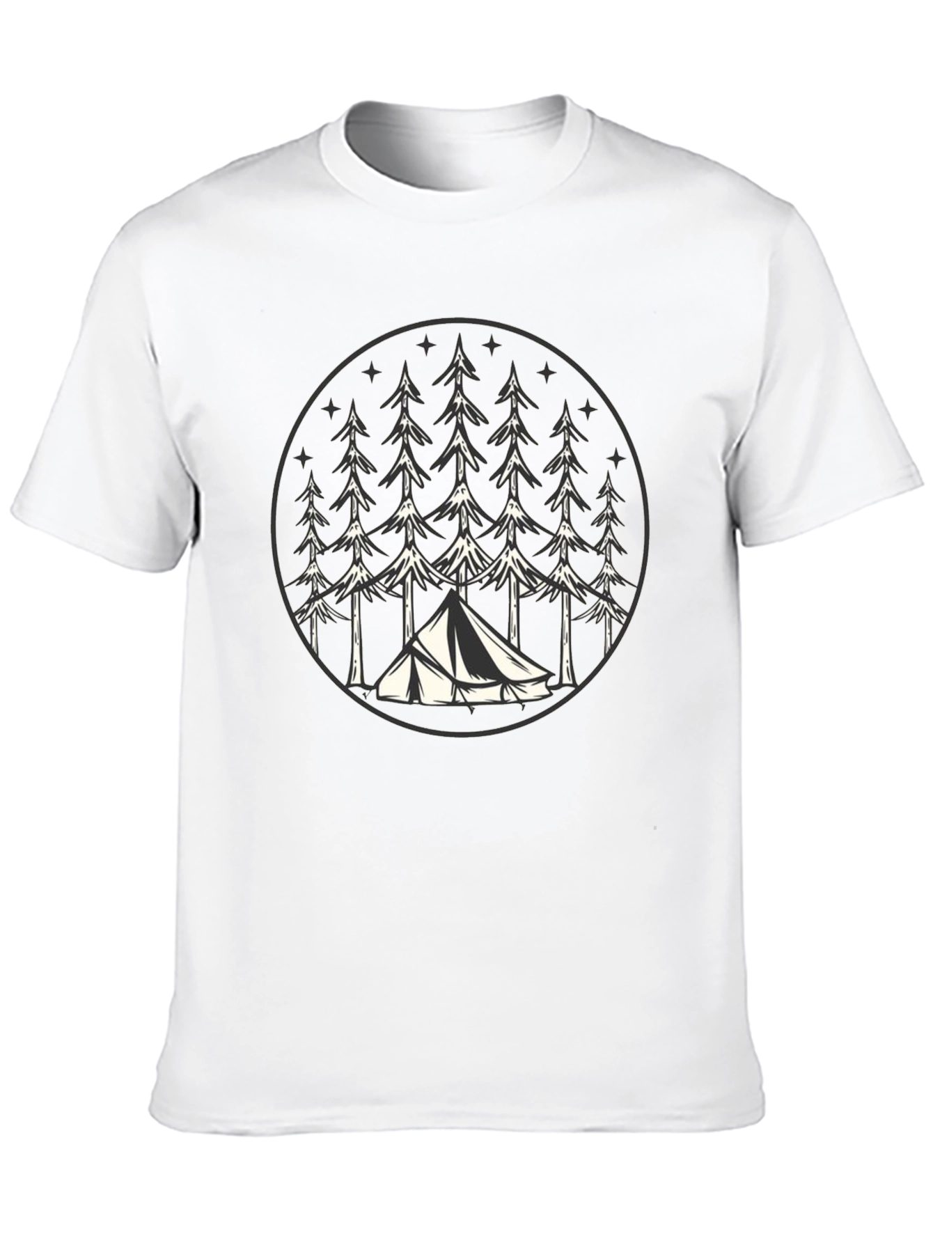 Camping Tent Trees Graphic Tee - Nature Lover T-Shirt