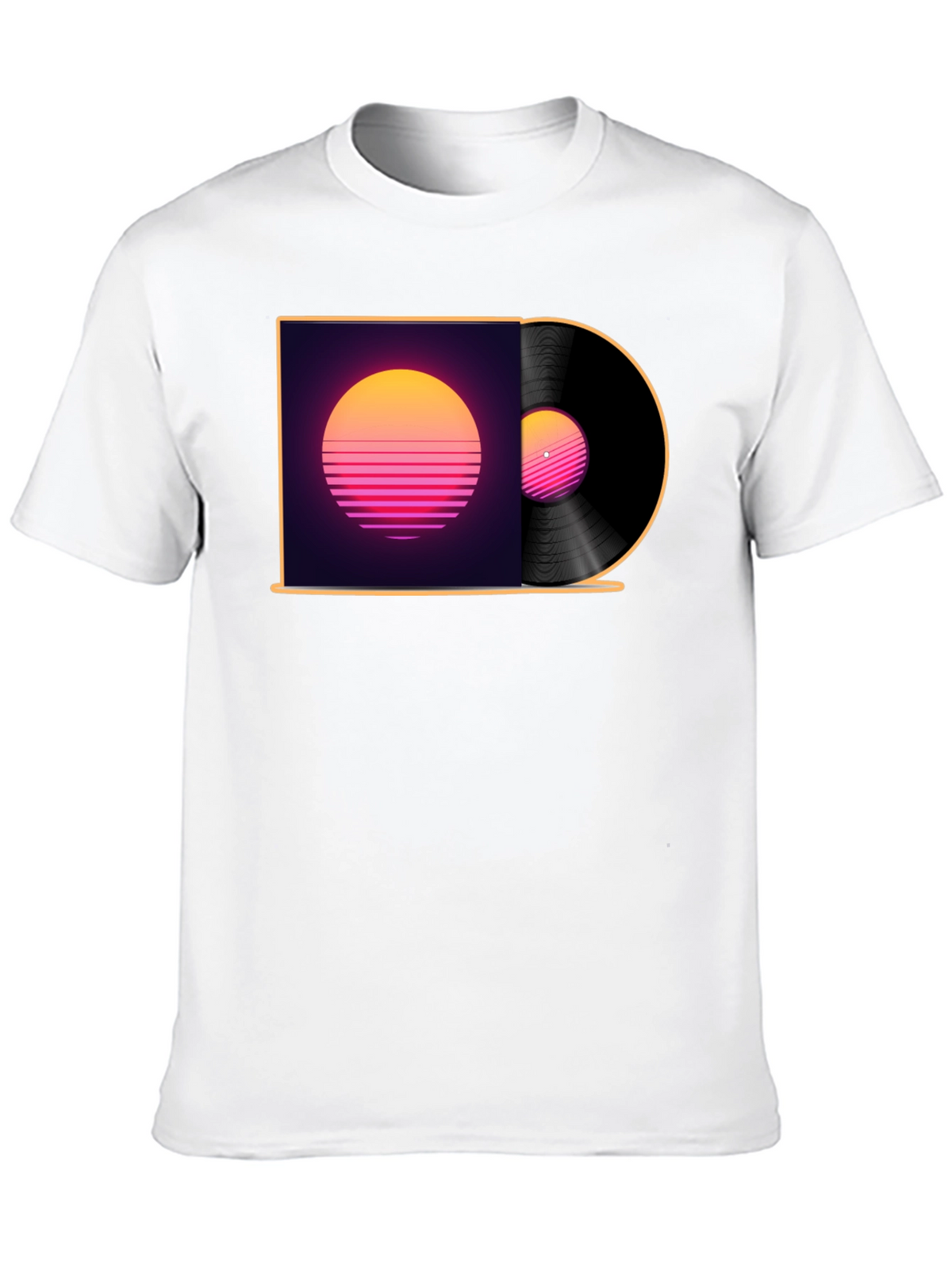 Retro Sunset Vinyl Record Graphic T-Shirt